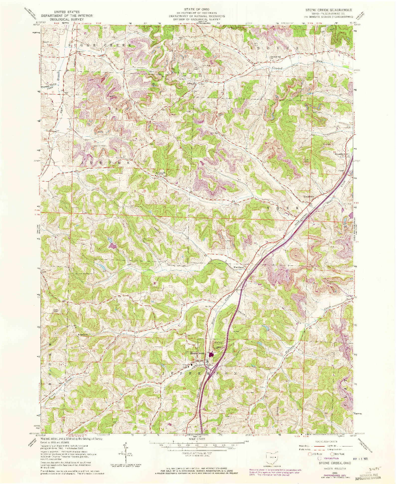 USGS 1:24000-SCALE QUADRANGLE FOR STONE CREEK, OH 1961