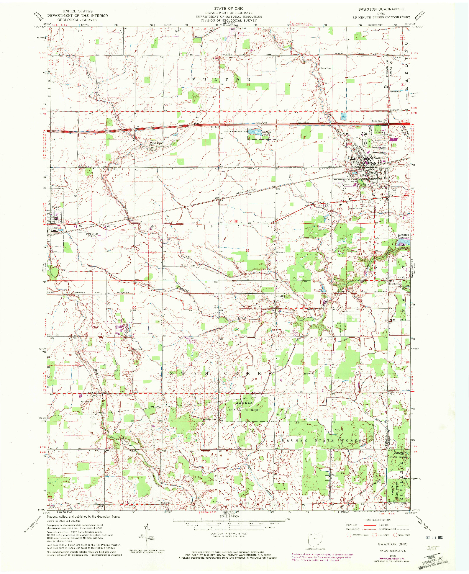 USGS 1:24000-SCALE QUADRANGLE FOR SWANTON, OH 1960