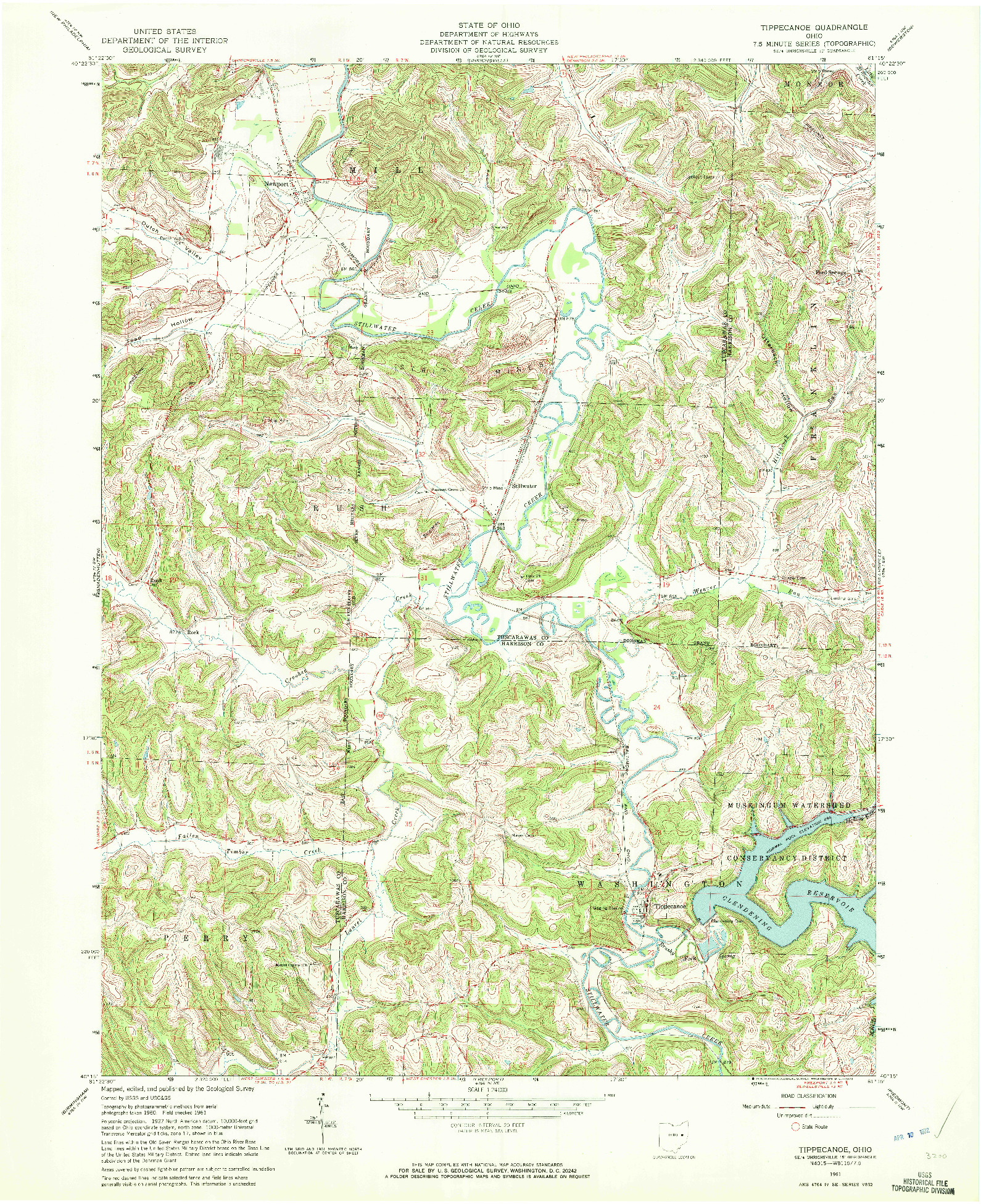 USGS 1:24000-SCALE QUADRANGLE FOR TIPPECANOE, OH 1961