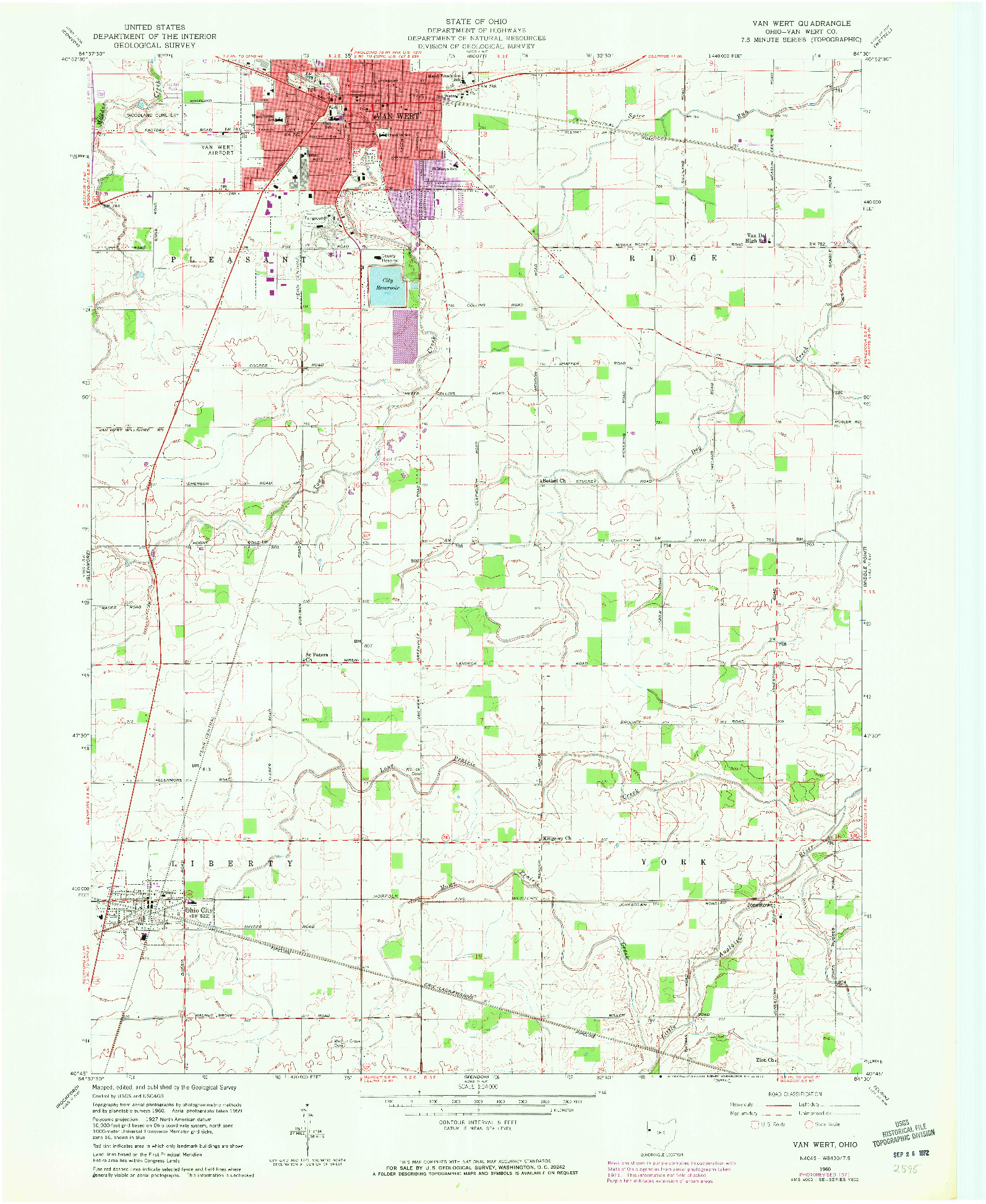 USGS 1:24000-SCALE QUADRANGLE FOR VAN WERT, OH 1960