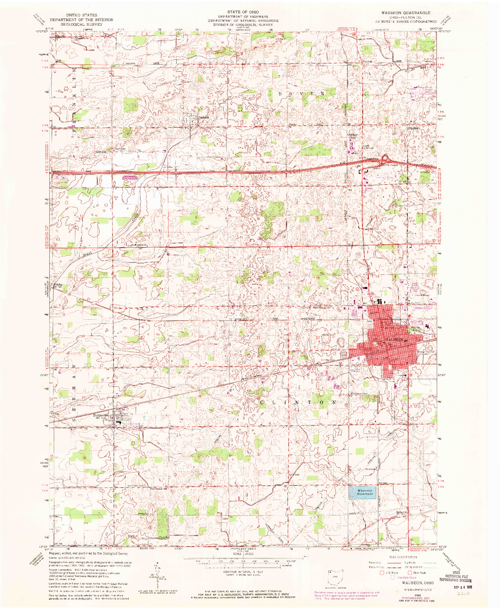 USGS 1:24000-SCALE QUADRANGLE FOR WAUSEON, OH 1960