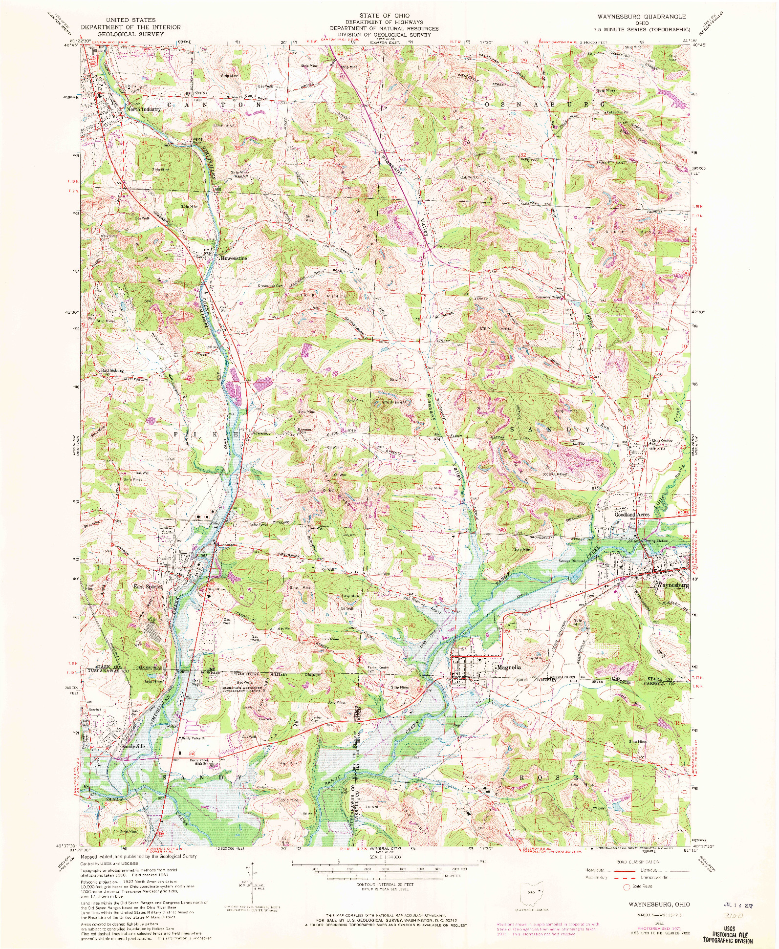 USGS 1:24000-SCALE QUADRANGLE FOR WAYNESBURG, OH 1961