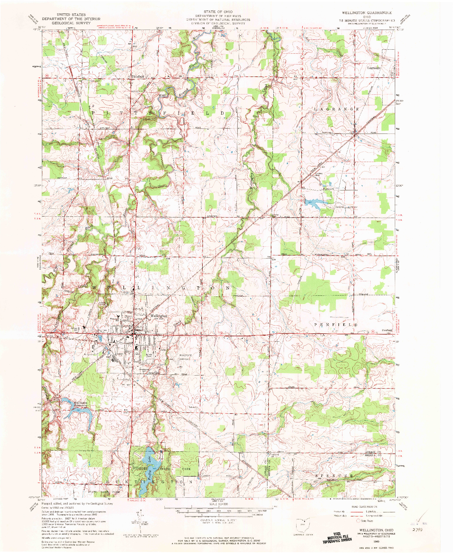 USGS 1:24000-SCALE QUADRANGLE FOR WELLINGTON, OH 1960