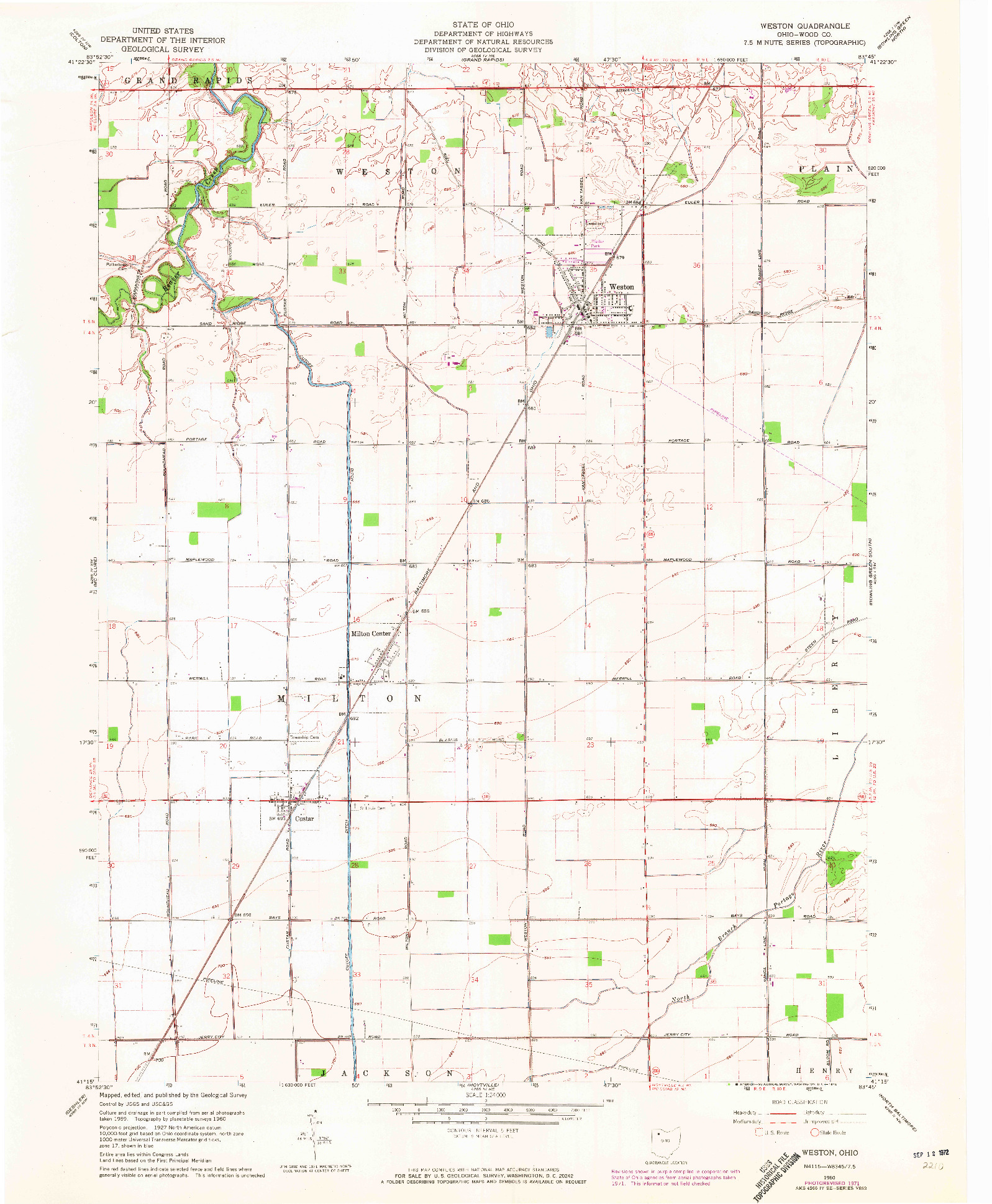 USGS 1:24000-SCALE QUADRANGLE FOR WESTON, OH 1960