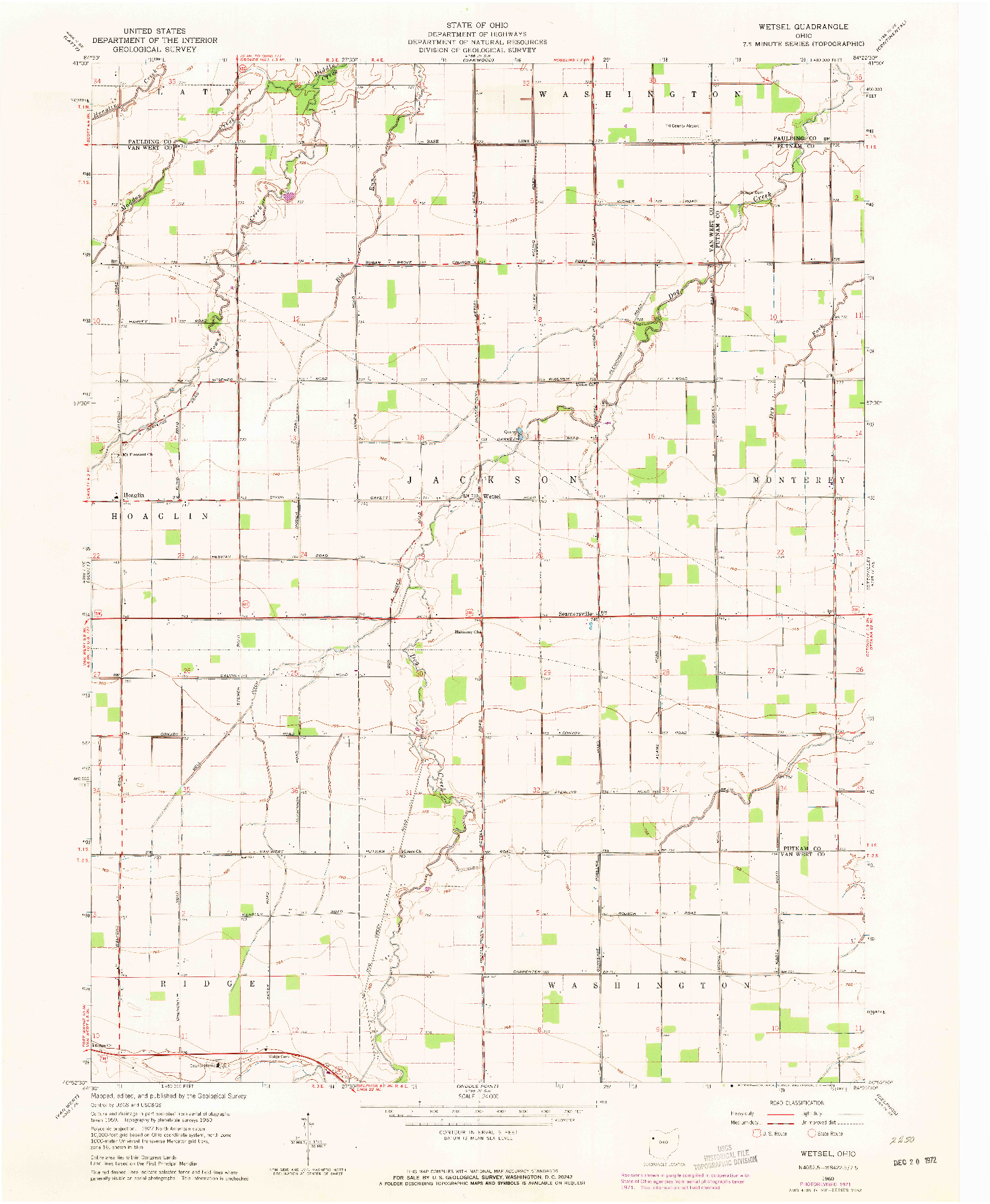 USGS 1:24000-SCALE QUADRANGLE FOR WETSEL, OH 1960