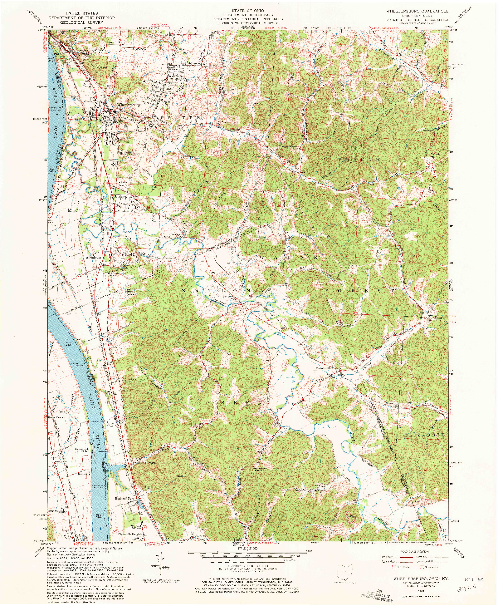 USGS 1:24000-SCALE QUADRANGLE FOR WHEELERSBURG, OH 1961