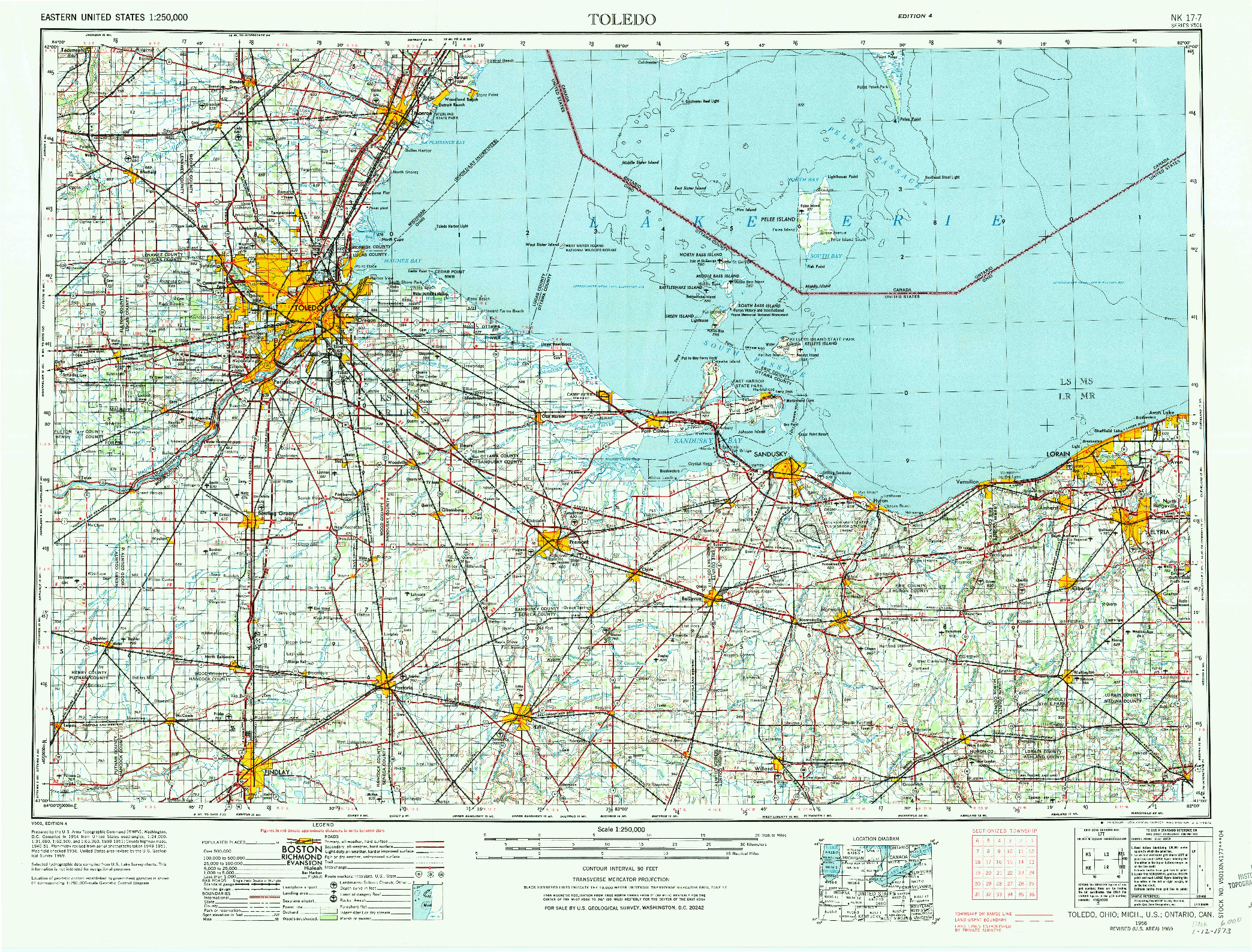 USGS 1:250000-SCALE QUADRANGLE FOR TOLEDO, OH 1956