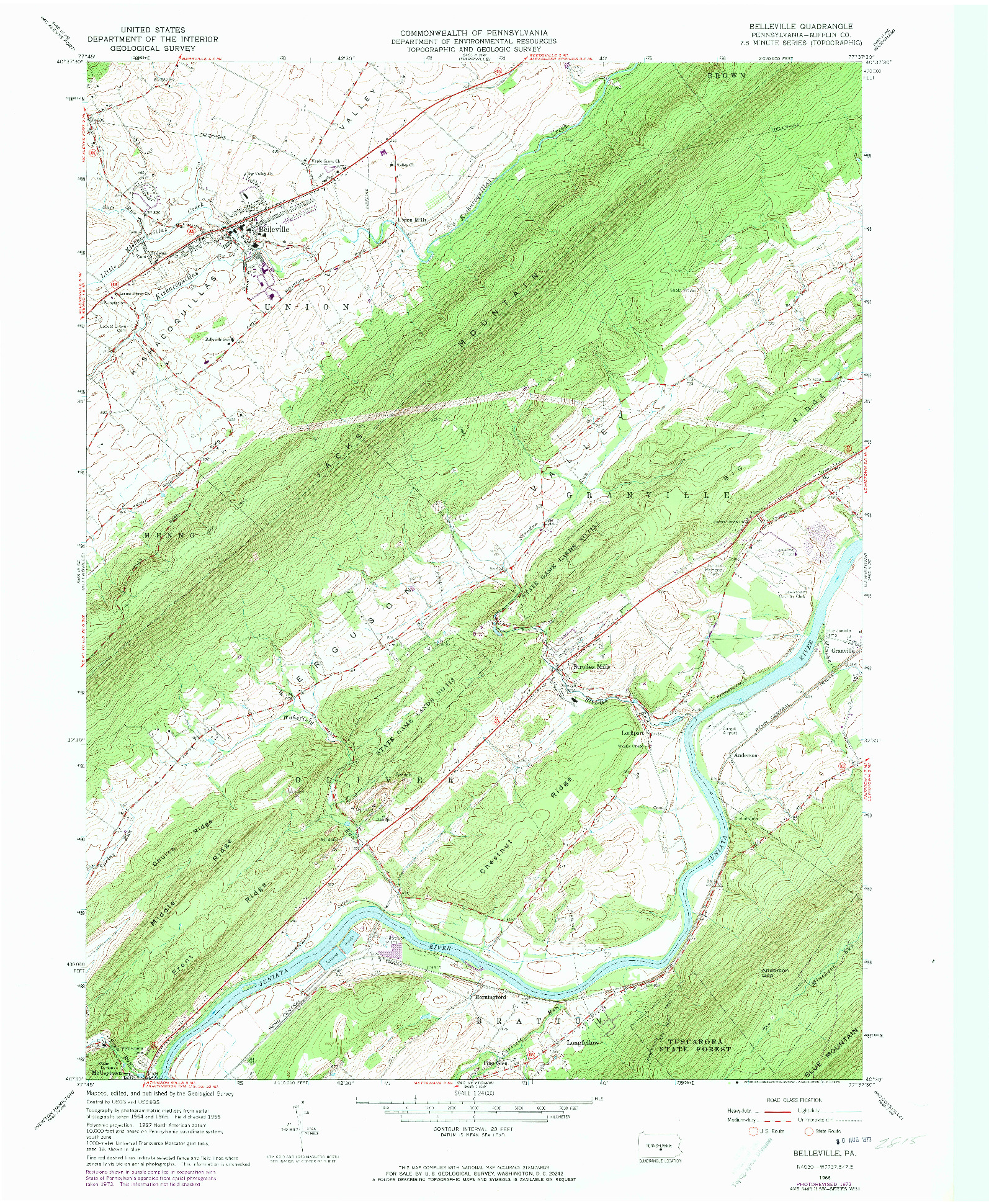 USGS 1:24000-SCALE QUADRANGLE FOR BELLEVILLE, PA 1966