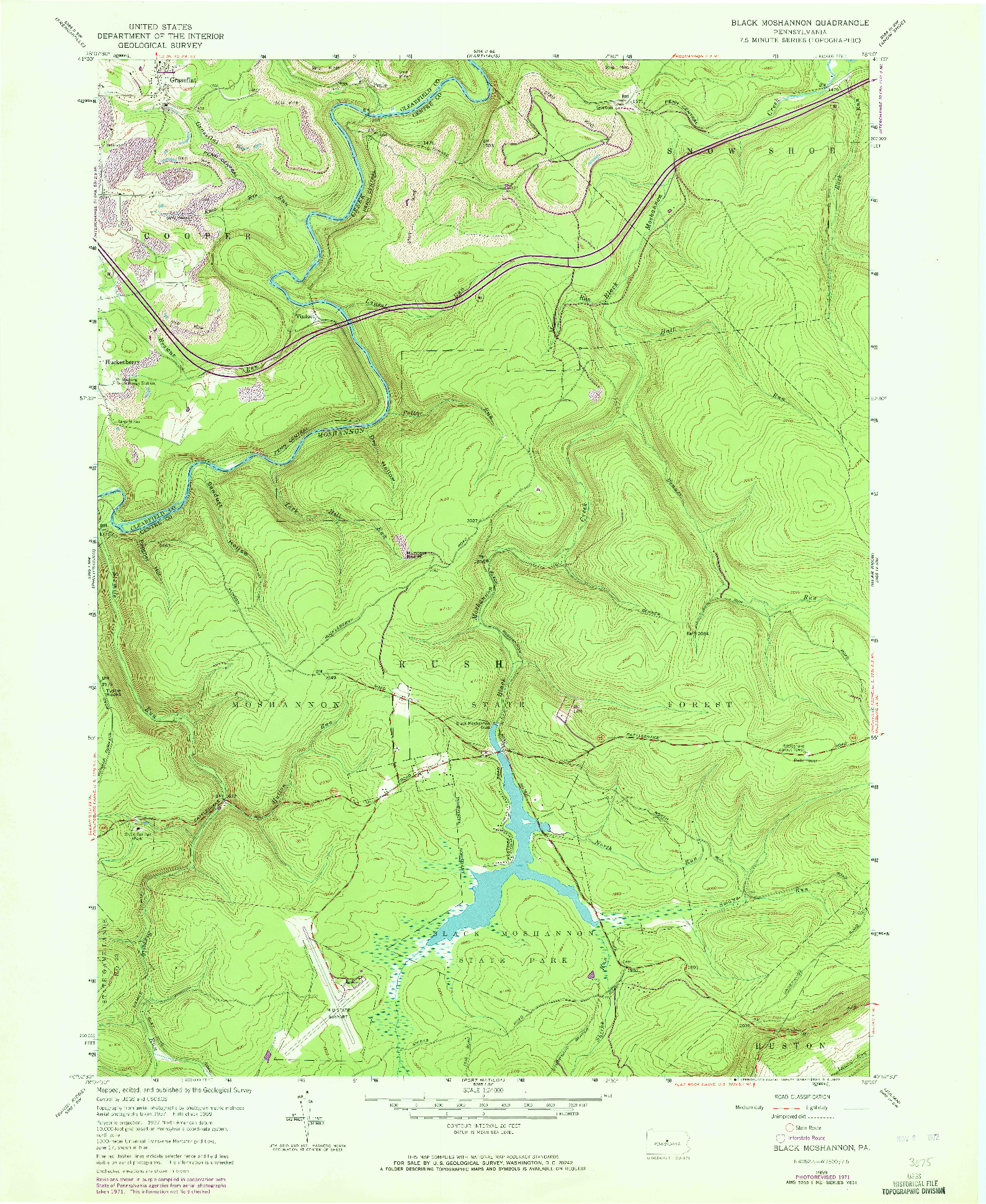 USGS 1:24000-SCALE QUADRANGLE FOR BLACK MOSHANNON, PA 1959