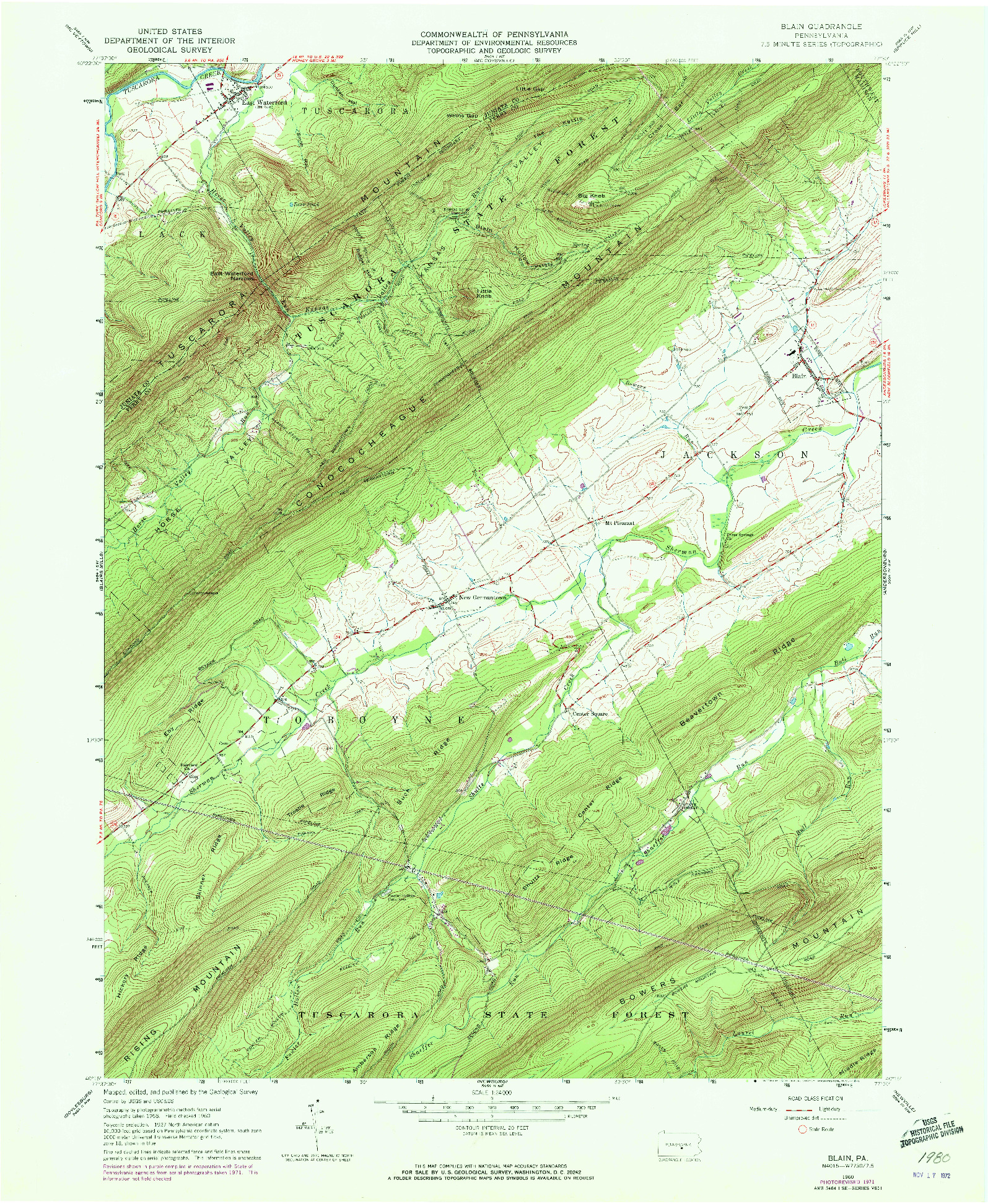 USGS 1:24000-SCALE QUADRANGLE FOR BLAIN, PA 1960