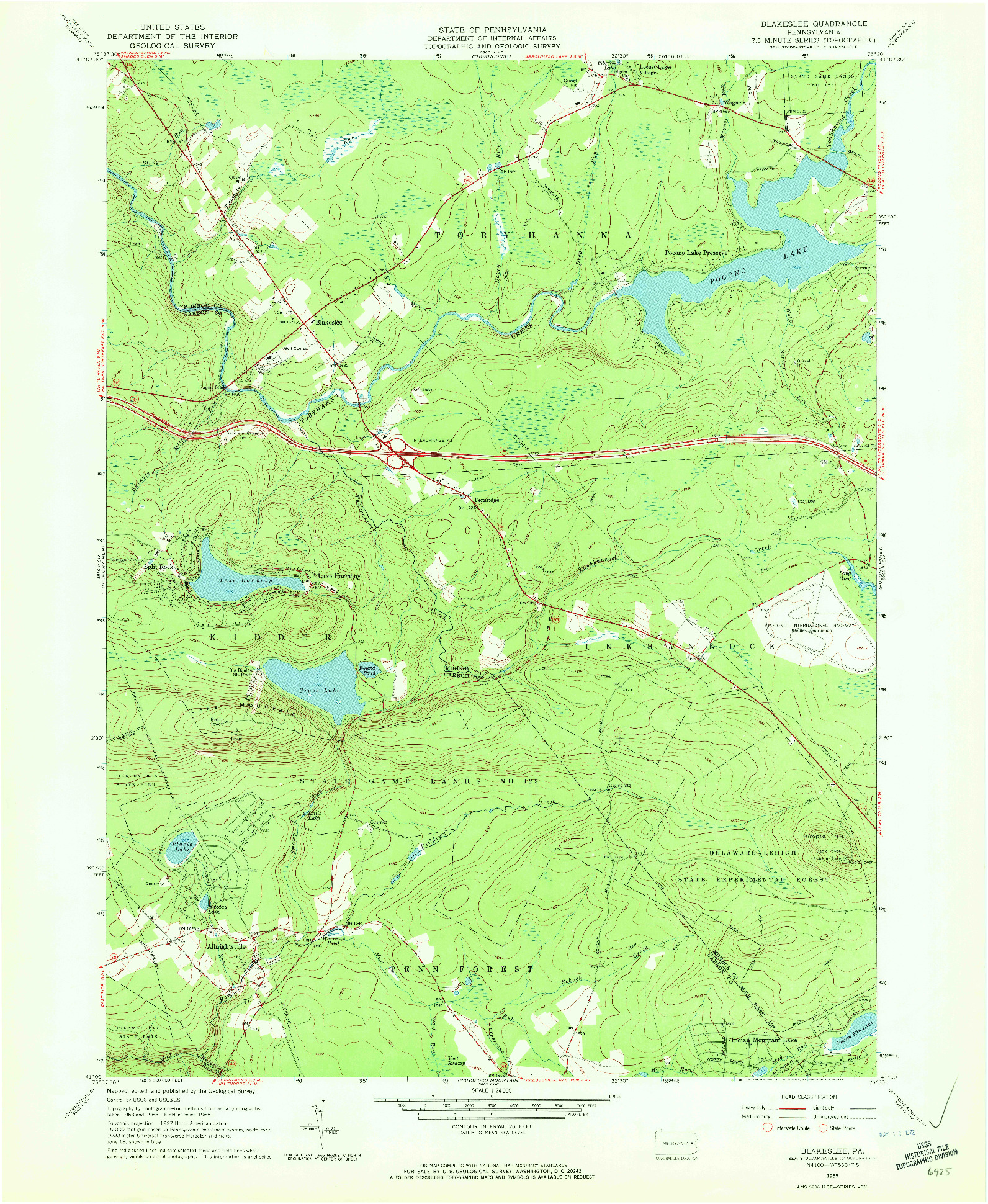 USGS 1:24000-SCALE QUADRANGLE FOR BLAKESLEE, PA 1965