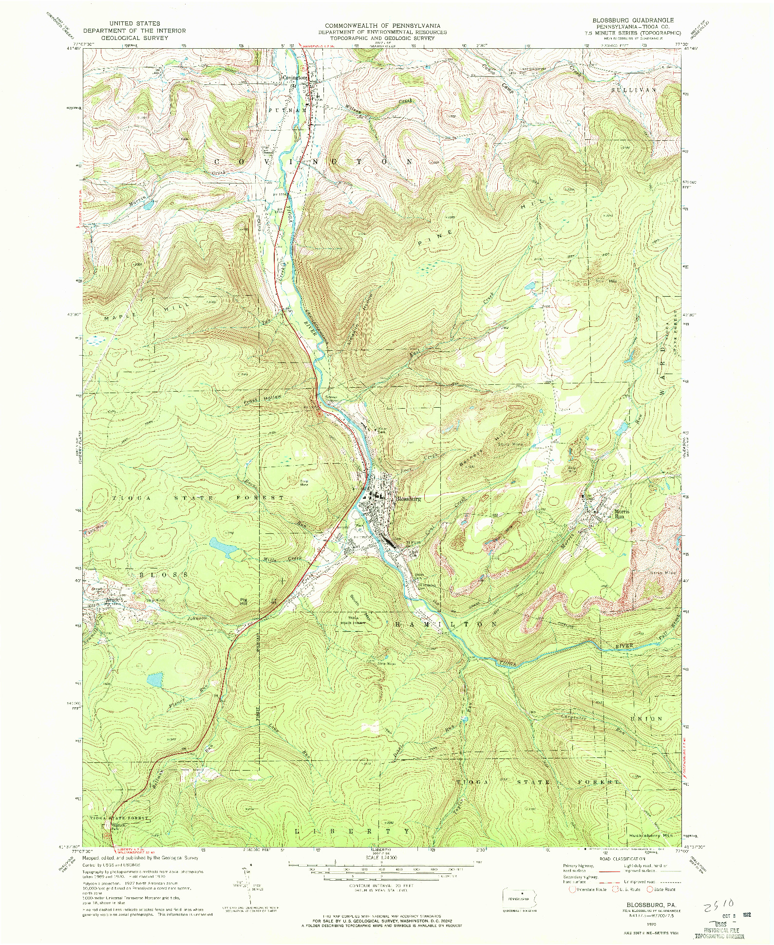 USGS 1:24000-SCALE QUADRANGLE FOR BLOSSBURG, PA 1970