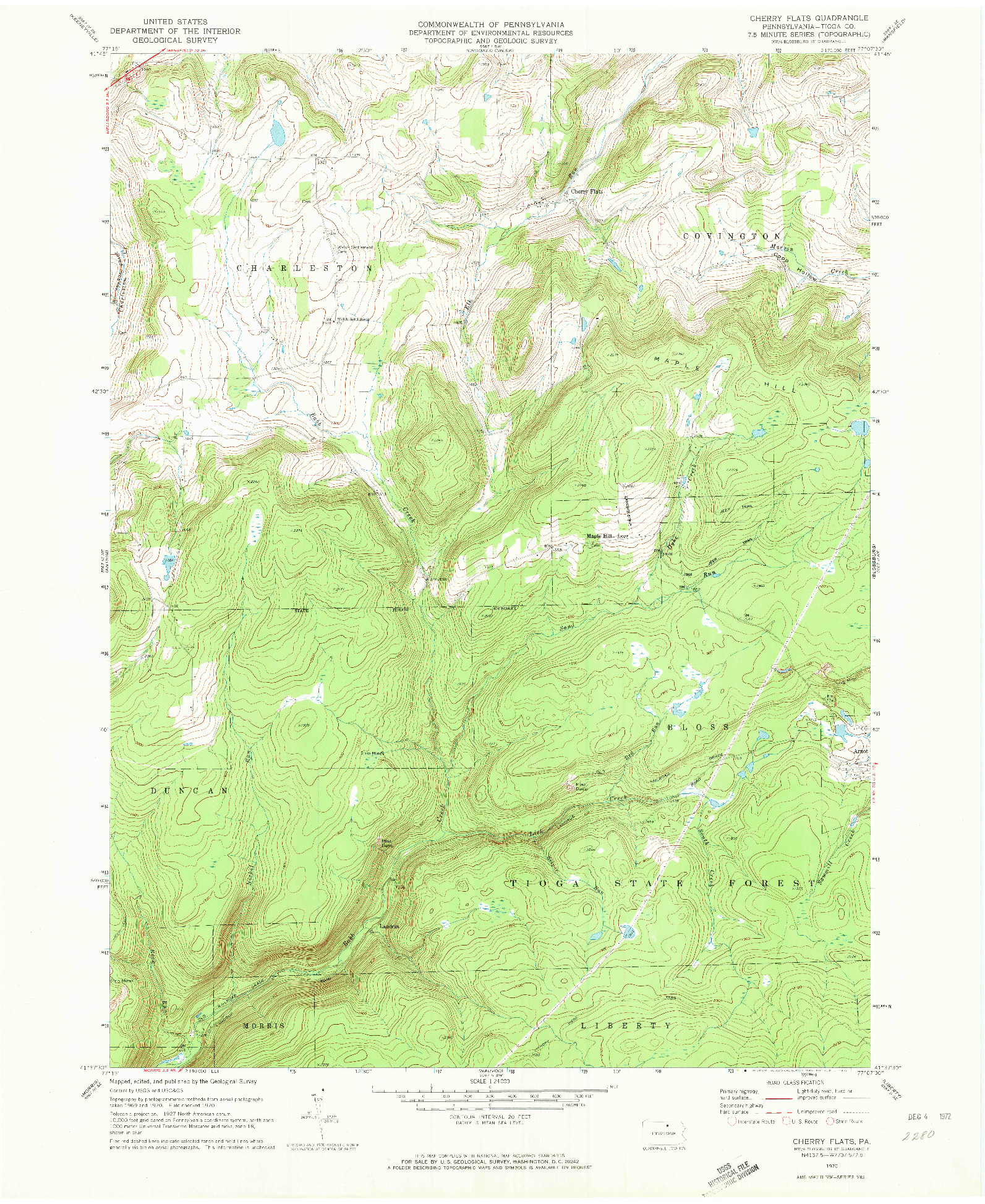 USGS 1:24000-SCALE QUADRANGLE FOR CHERRY FLATS, PA 1970