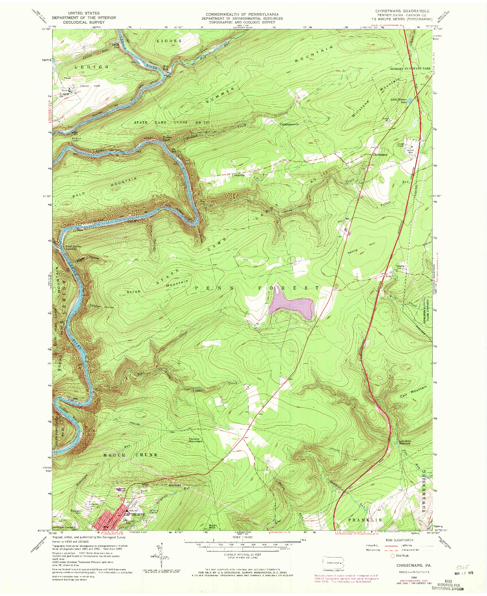 USGS 1:24000-SCALE QUADRANGLE FOR CHRISTMANS, PA 1960