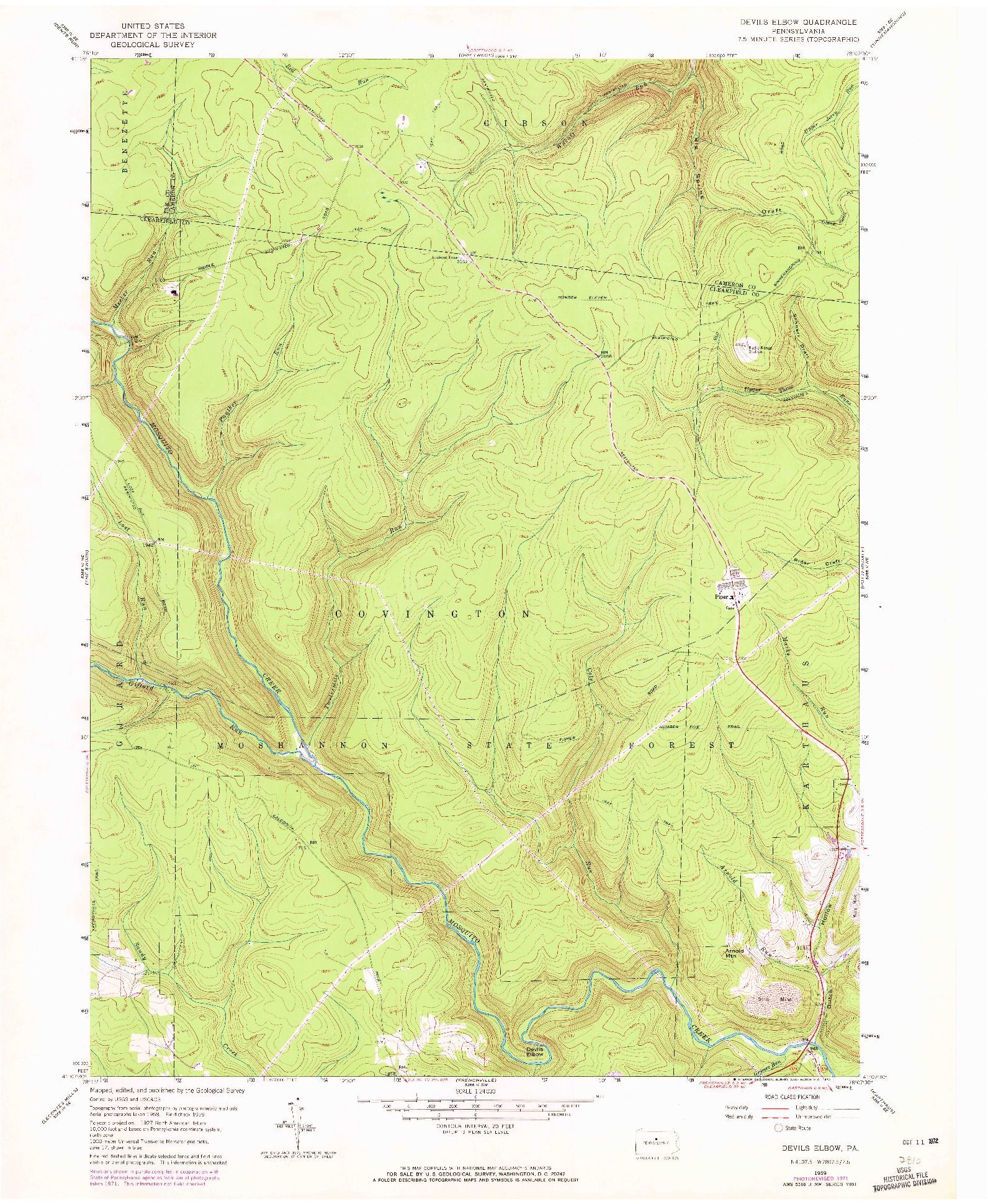 USGS 1:24000-SCALE QUADRANGLE FOR DEVILS ELBOW, PA 1959