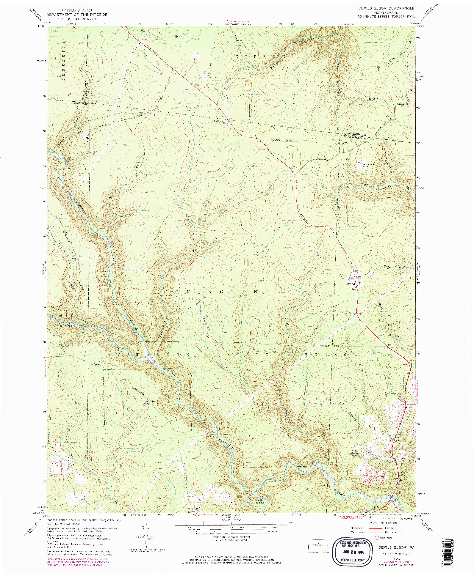 USGS 1:24000-SCALE QUADRANGLE FOR DEVILS ELBOW, PA 1959