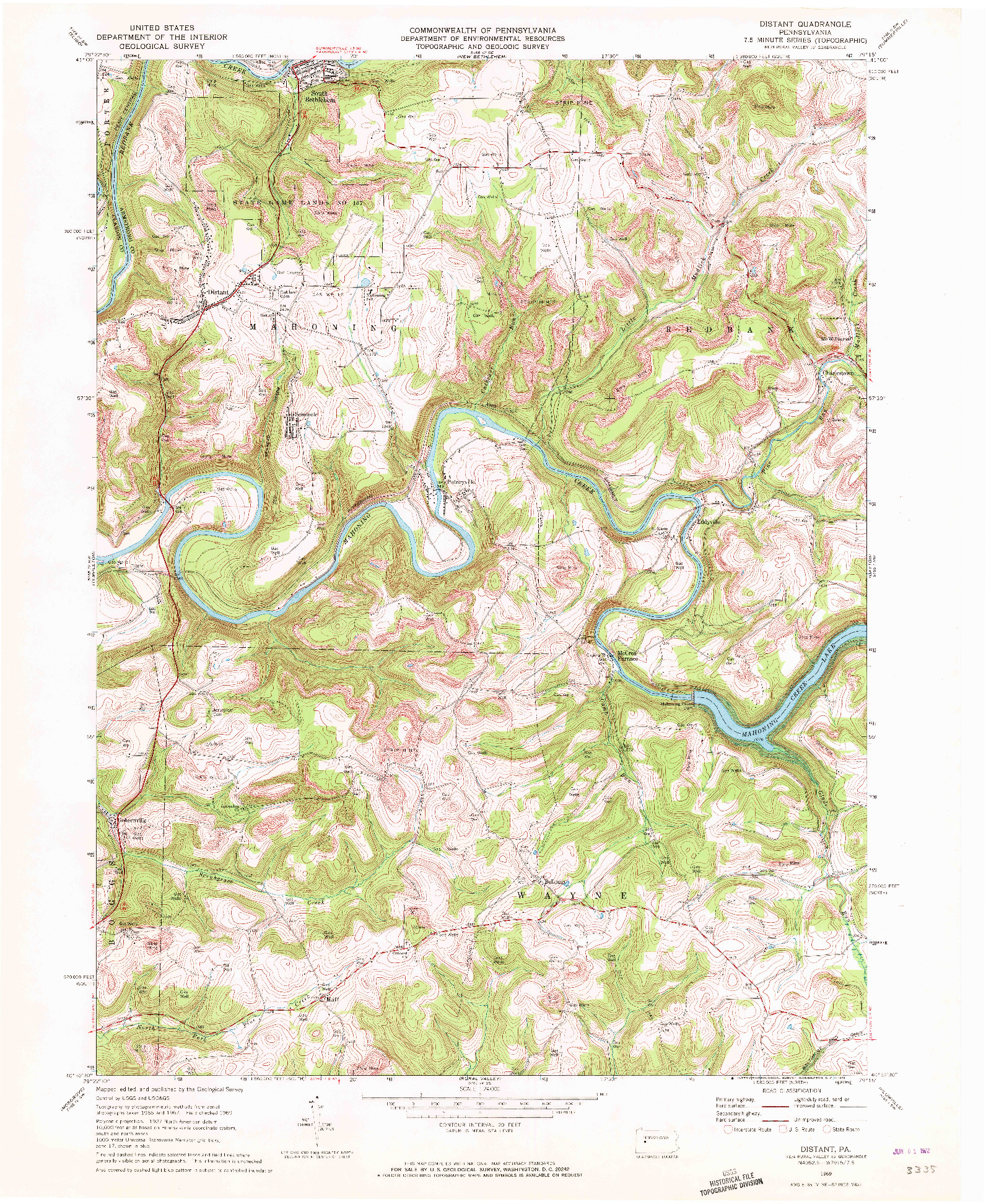 USGS 1:24000-SCALE QUADRANGLE FOR DISTANT, PA 1969