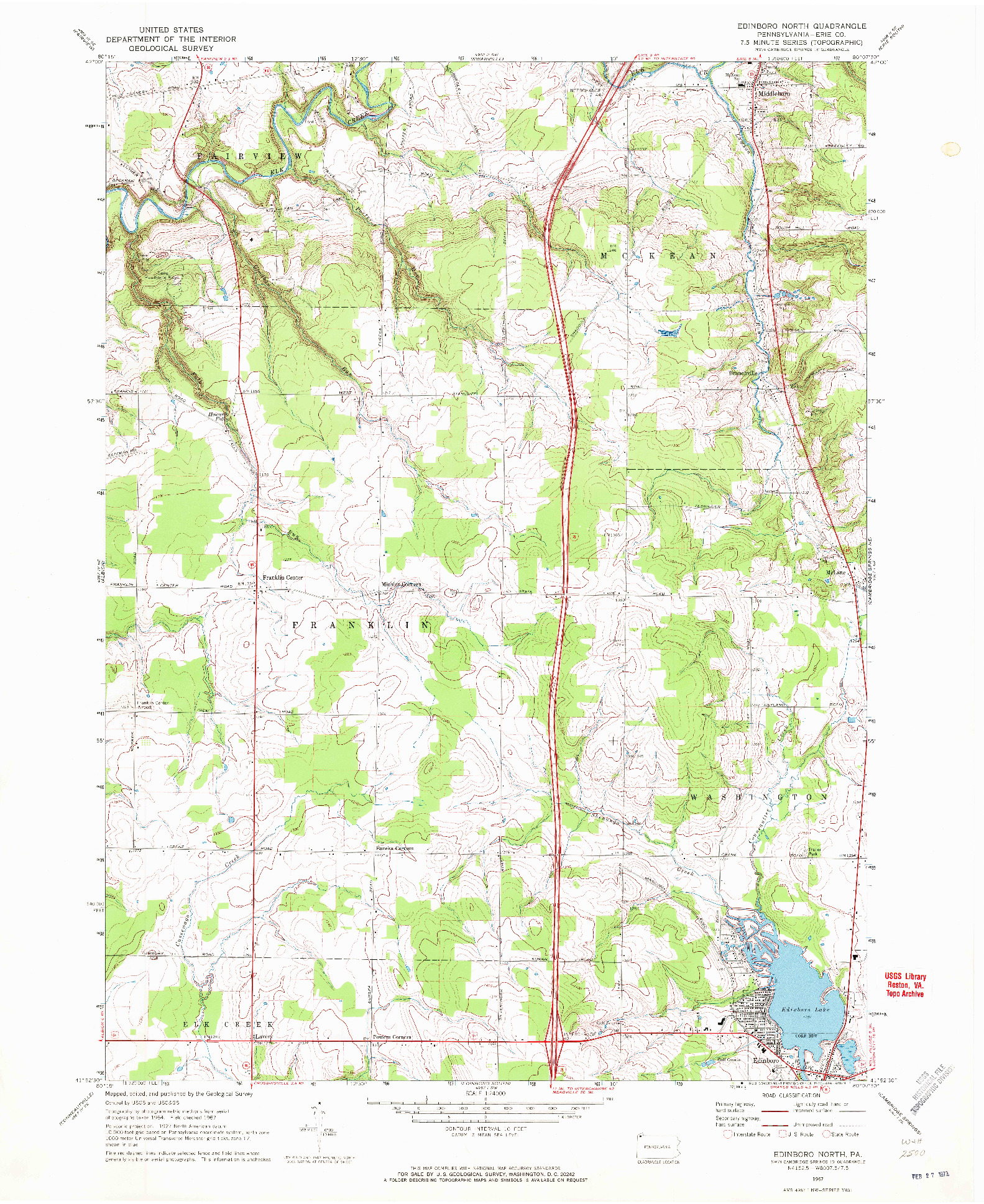 USGS 1:24000-SCALE QUADRANGLE FOR EDINBORO NORTH, PA 1967