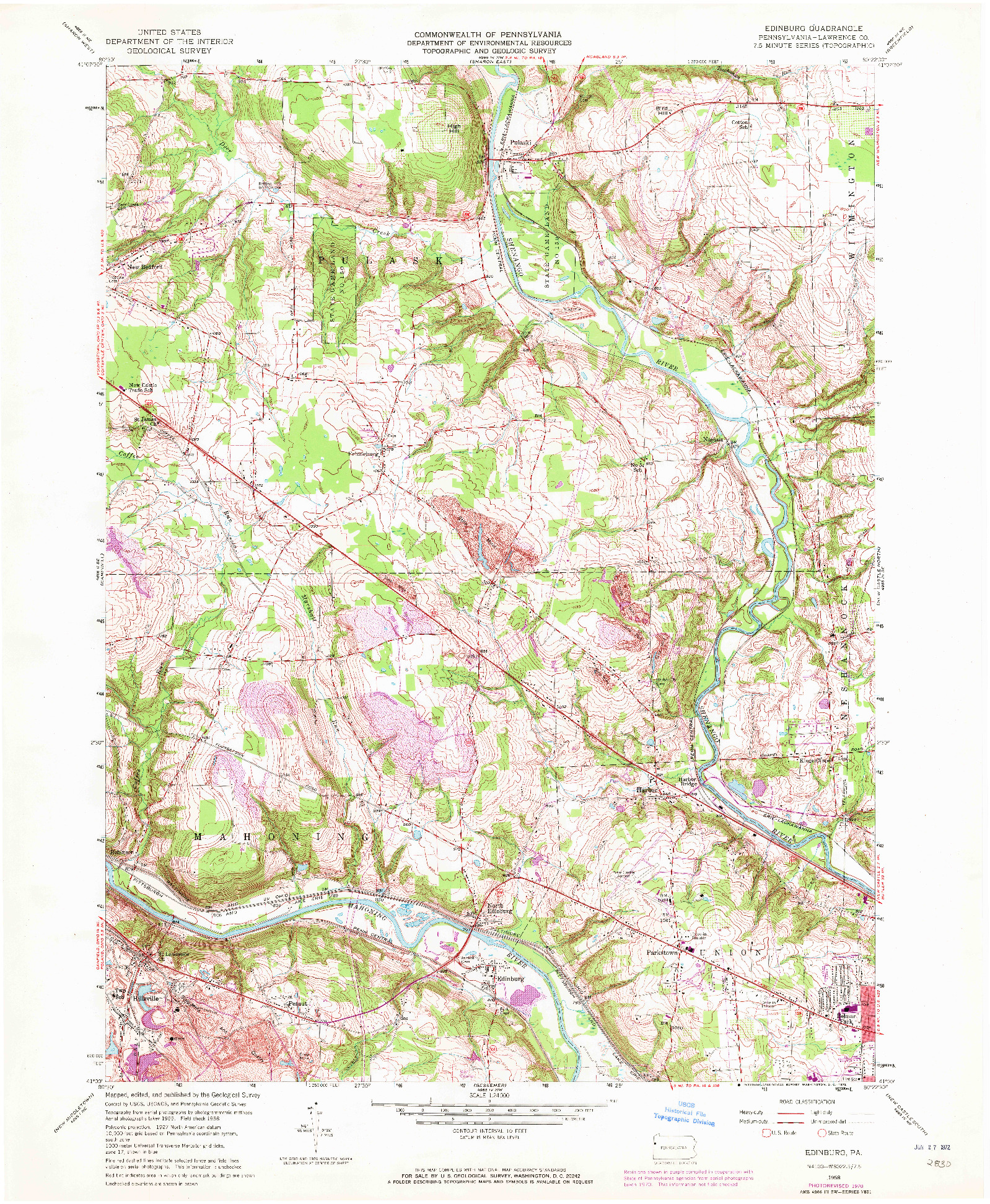 USGS 1:24000-SCALE QUADRANGLE FOR EDINBURG, PA 1958