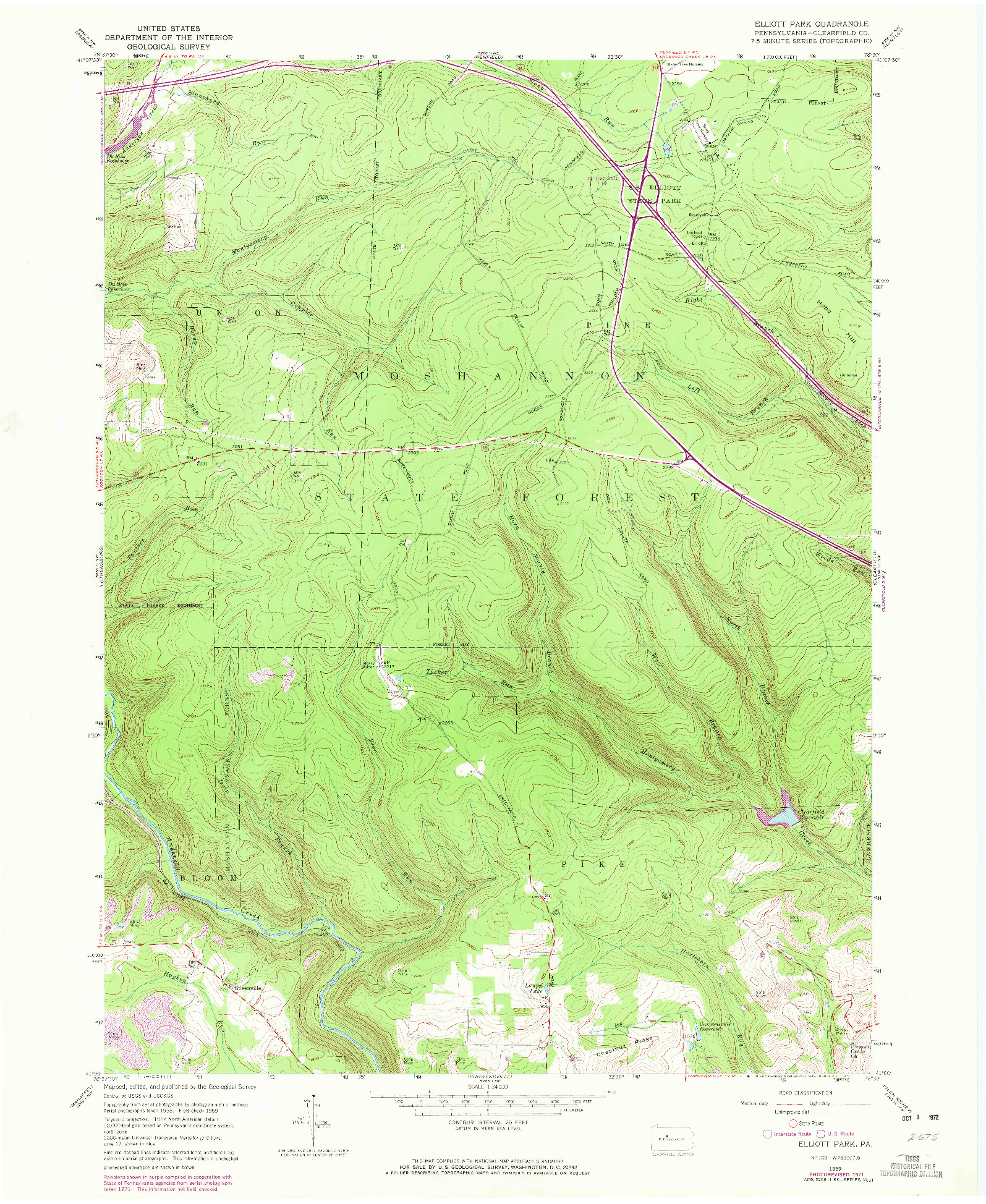 USGS 1:24000-SCALE QUADRANGLE FOR ELLIOTT PARK, PA 1959