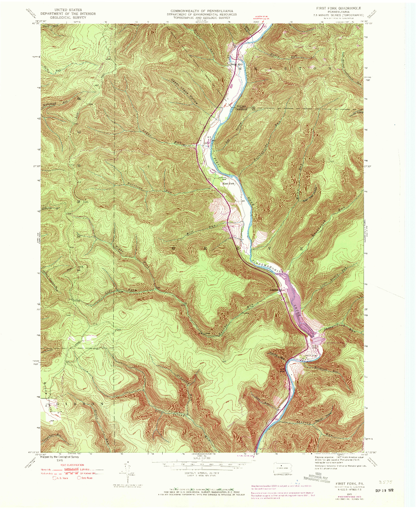 USGS 1:24000-SCALE QUADRANGLE FOR FIRST FORK, PA 1945