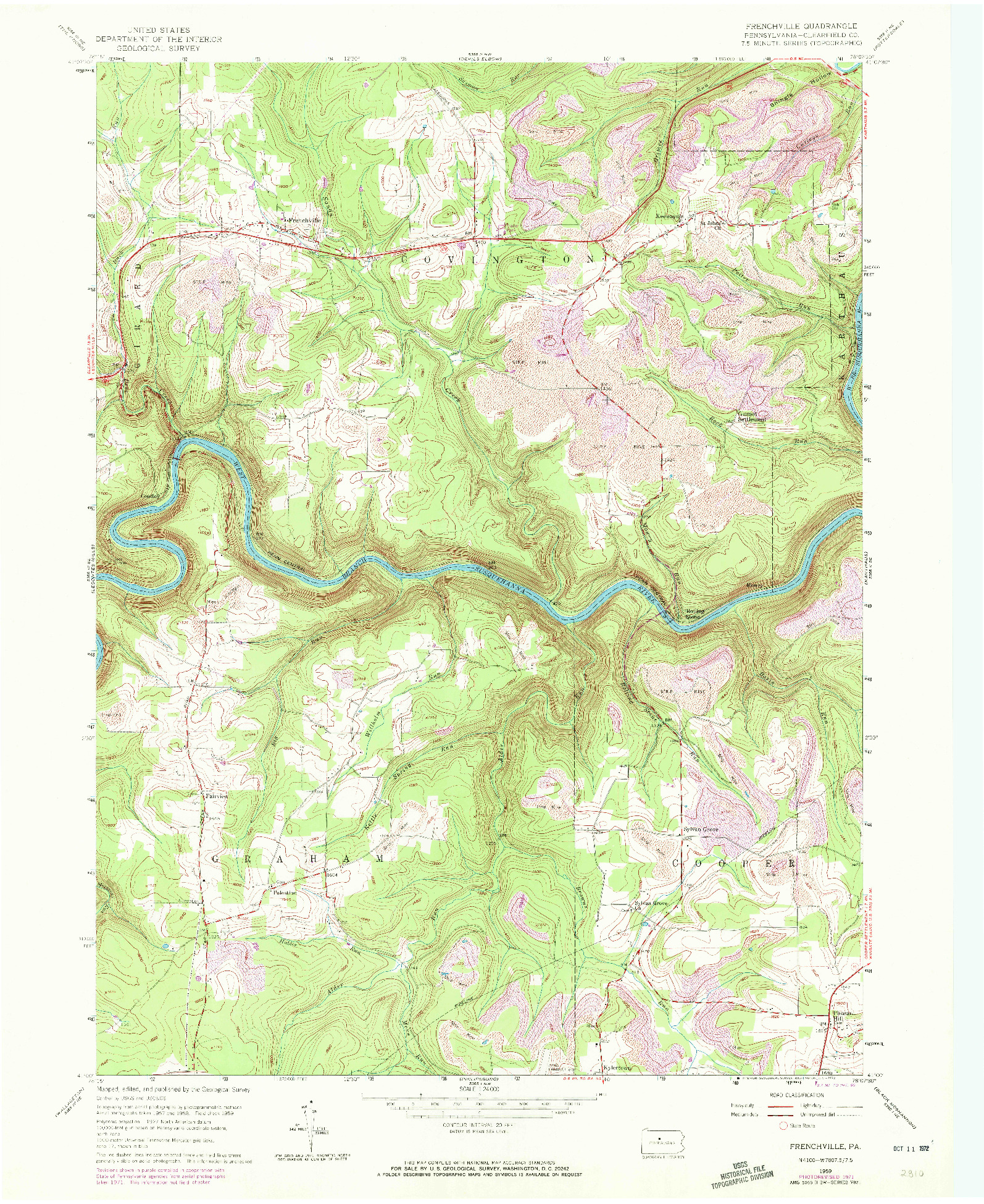 USGS 1:24000-SCALE QUADRANGLE FOR FRENCHVILLE, PA 1959