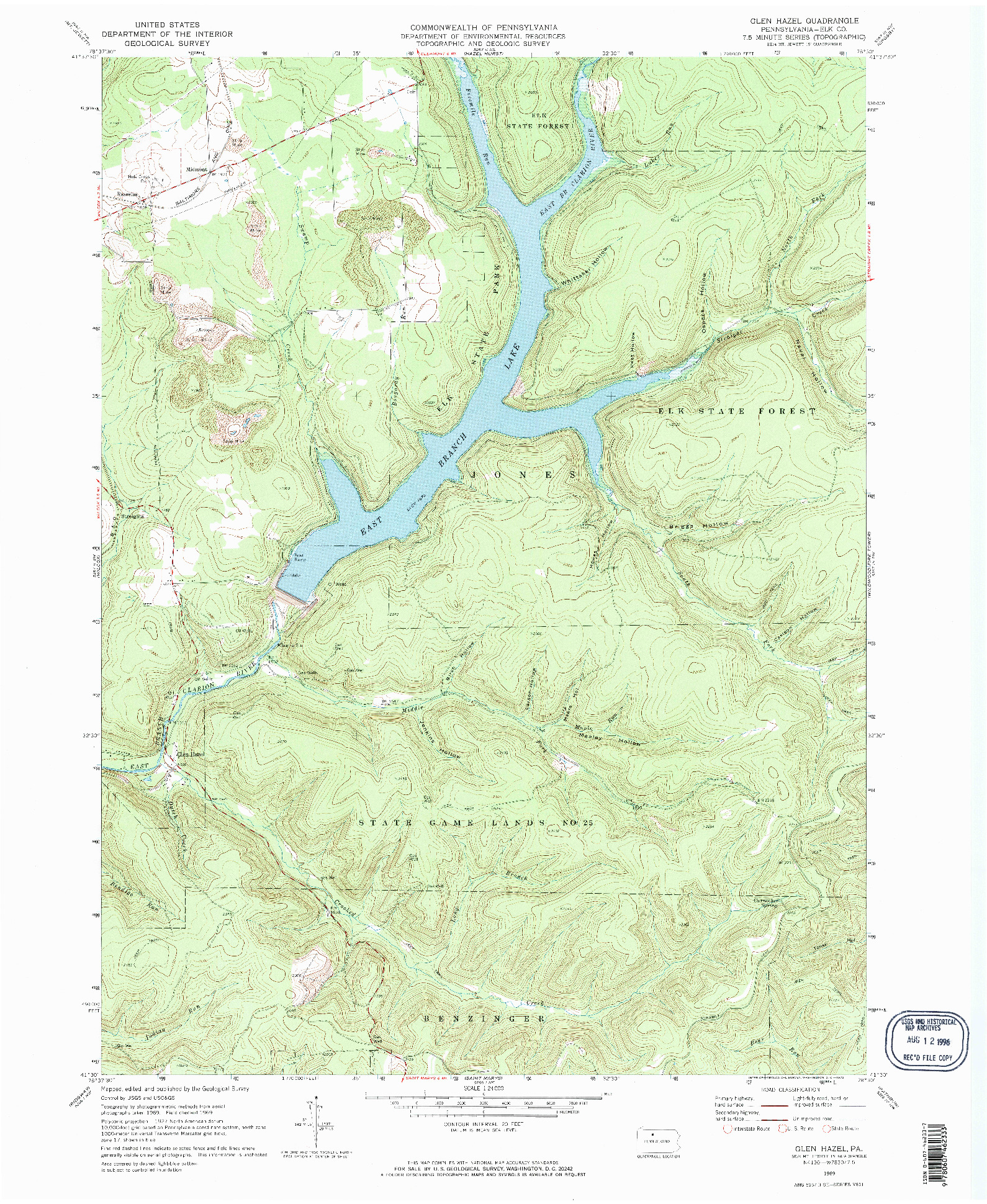 USGS 1:24000-SCALE QUADRANGLE FOR GLEN HAZEL, PA 1969