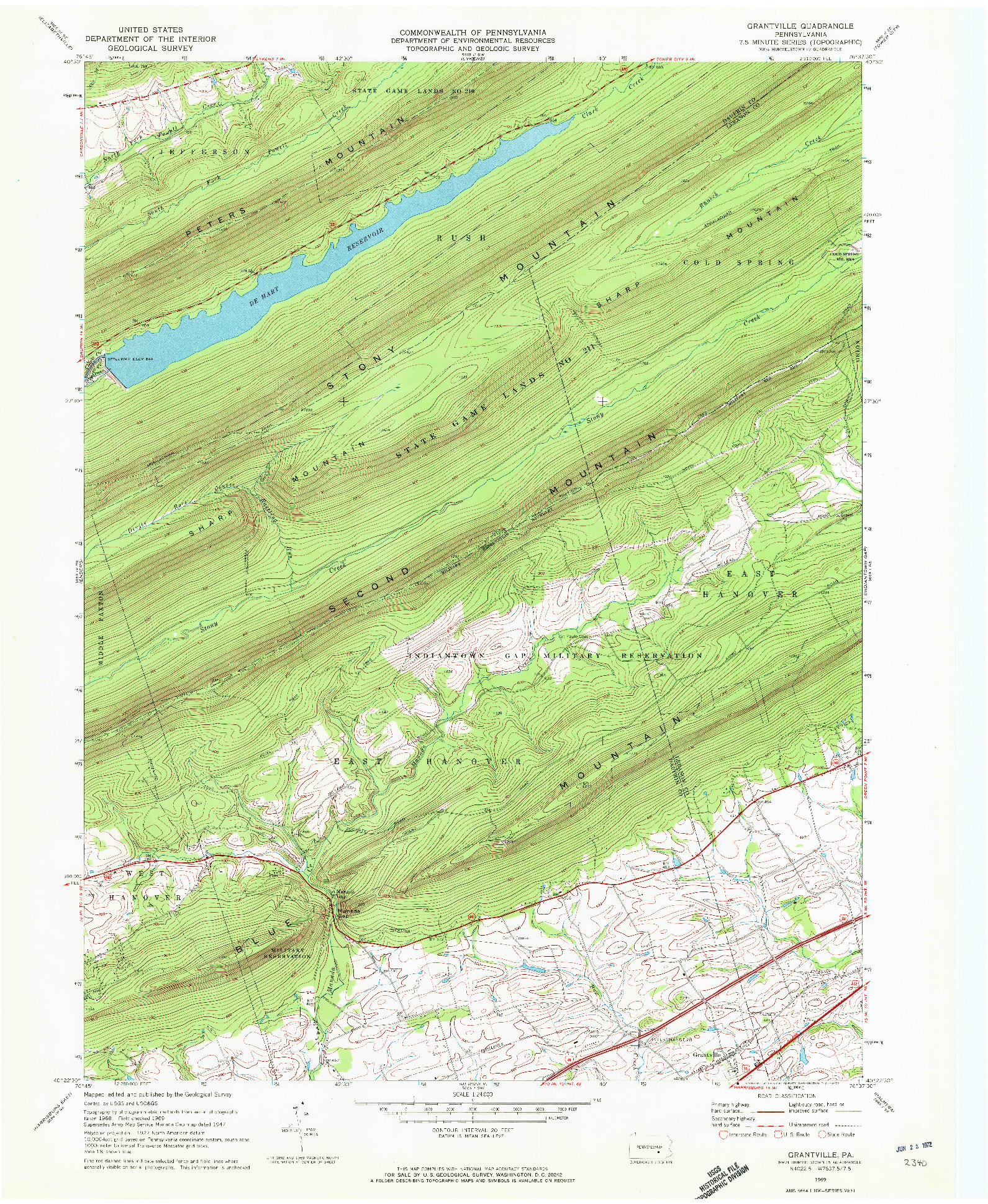 USGS 1:24000-SCALE QUADRANGLE FOR GRANTVILLE, PA 1969