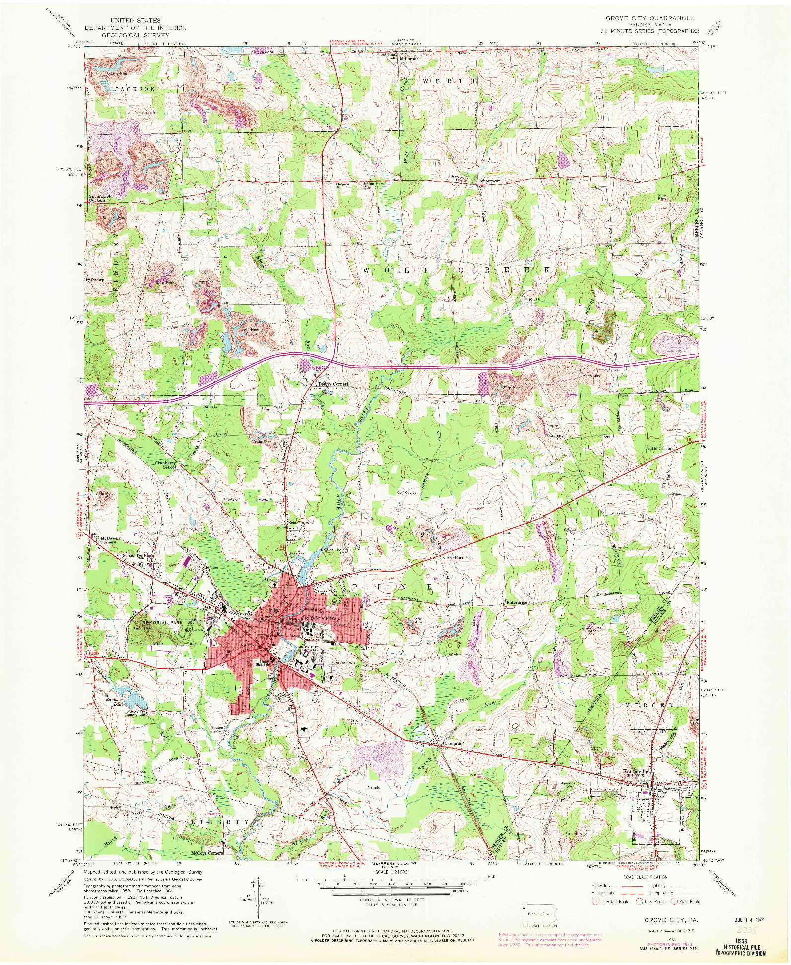 USGS 1:24000-SCALE QUADRANGLE FOR GROVE CITY, PA 1961