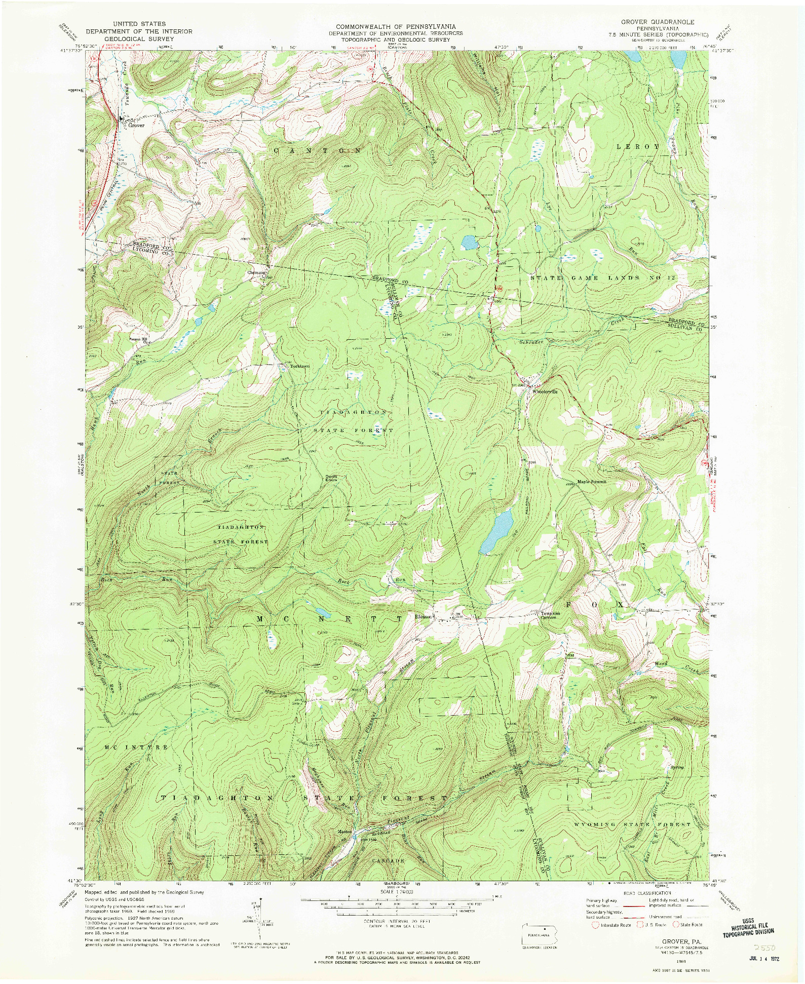 USGS 1:24000-SCALE QUADRANGLE FOR GROVER, PA 1969