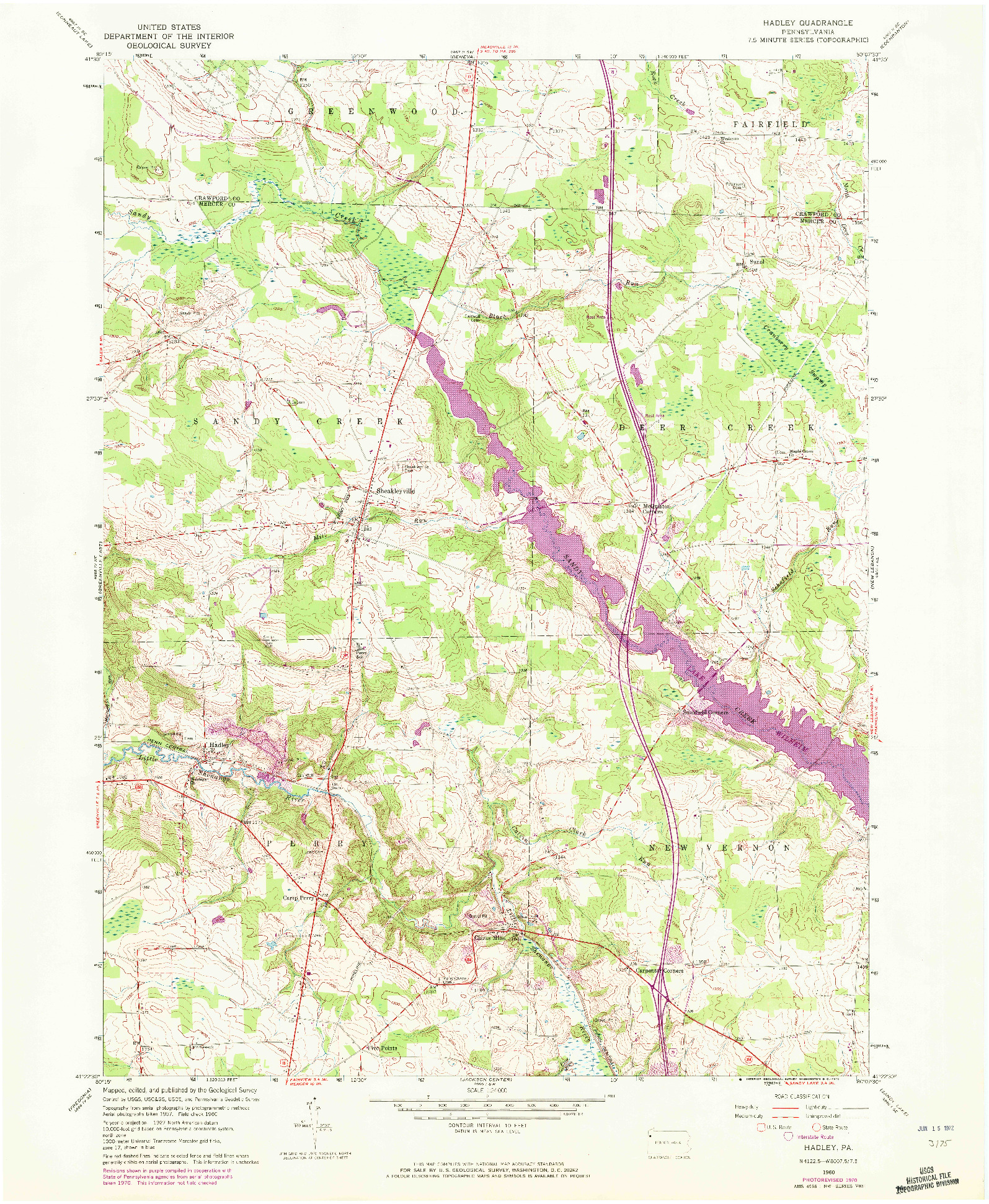 USGS 1:24000-SCALE QUADRANGLE FOR HADLEY, PA 1960