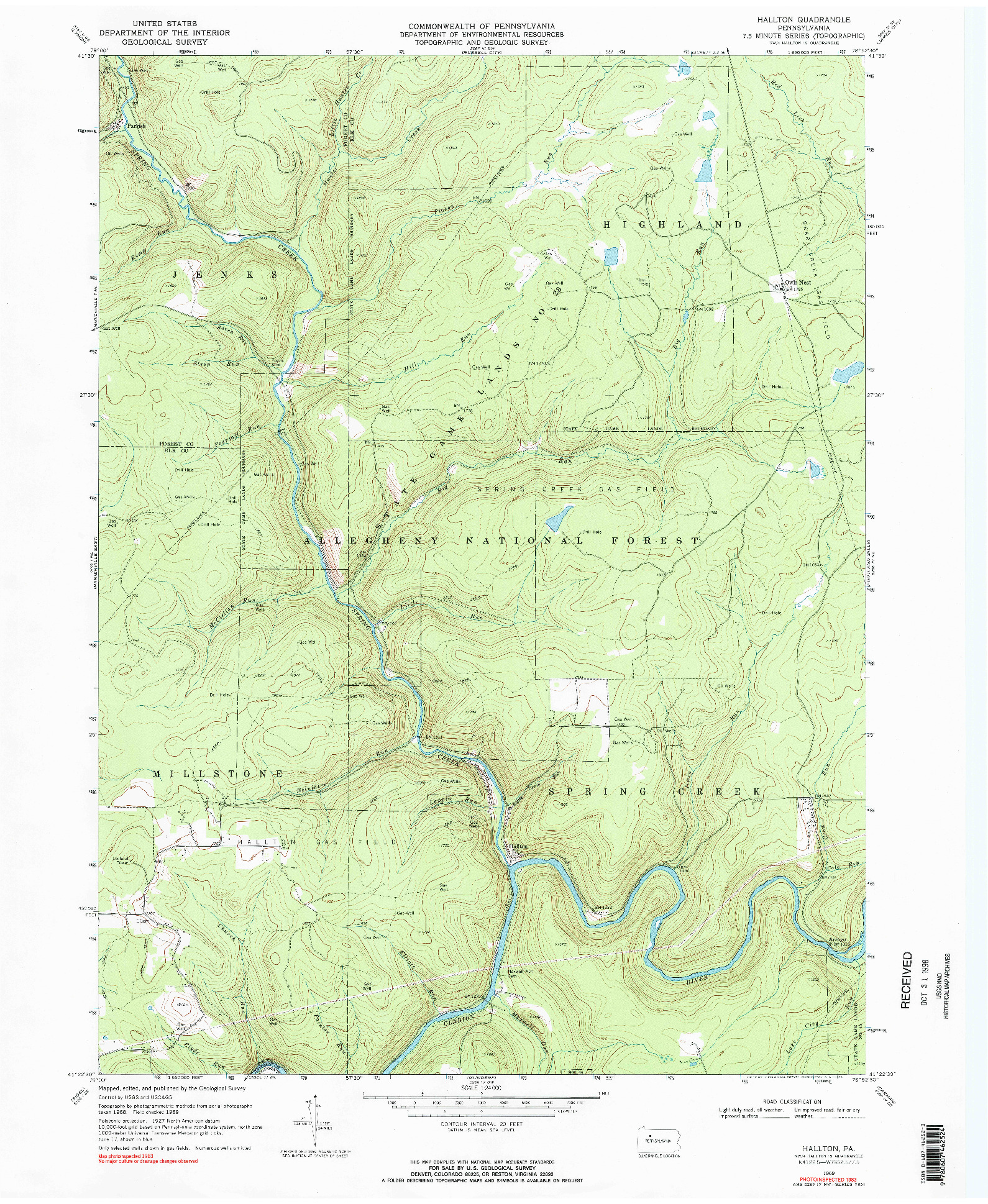 USGS 1:24000-SCALE QUADRANGLE FOR HALLTON, PA 1969