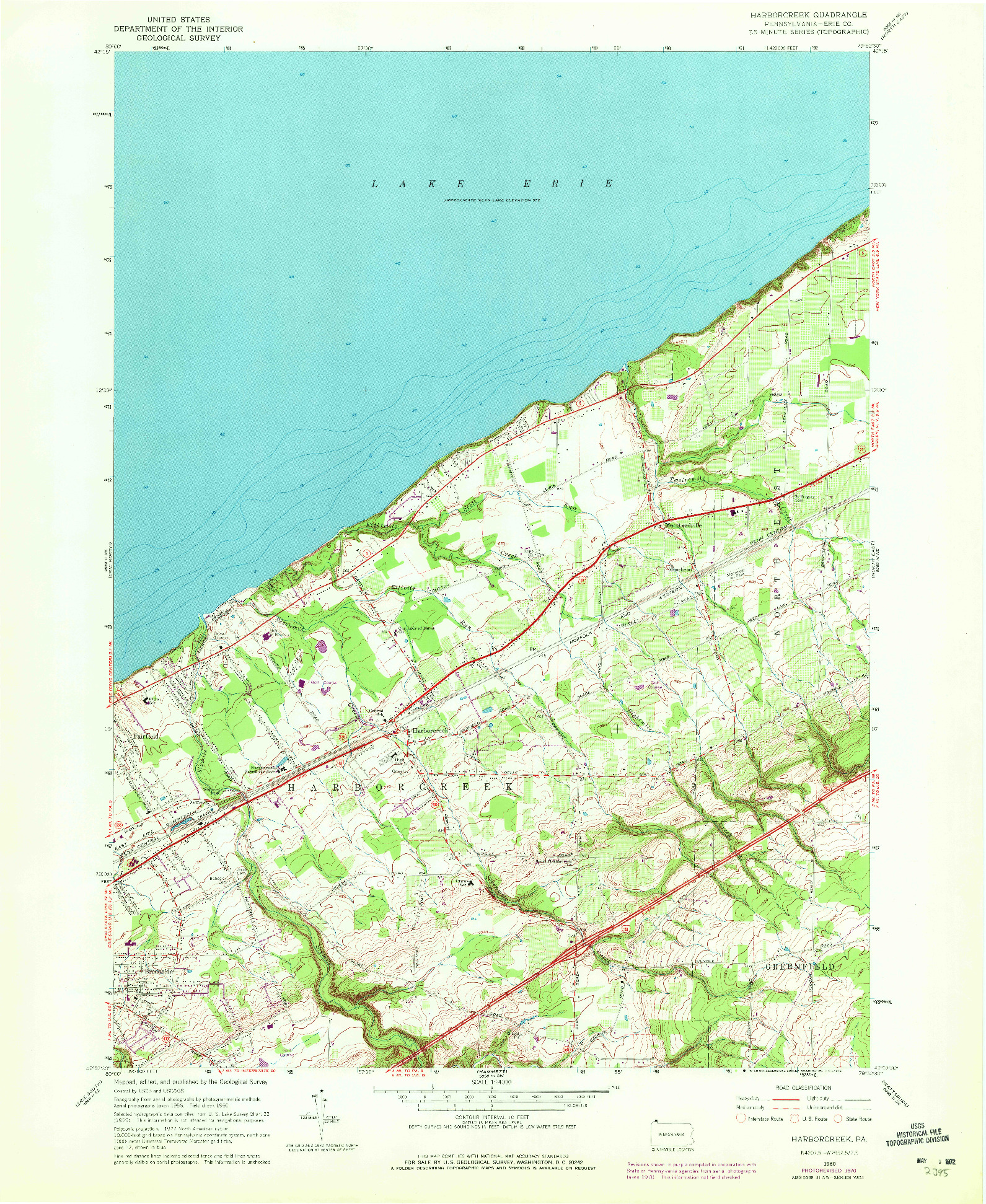 USGS 1:24000-SCALE QUADRANGLE FOR HARBORCREEK, PA 1960
