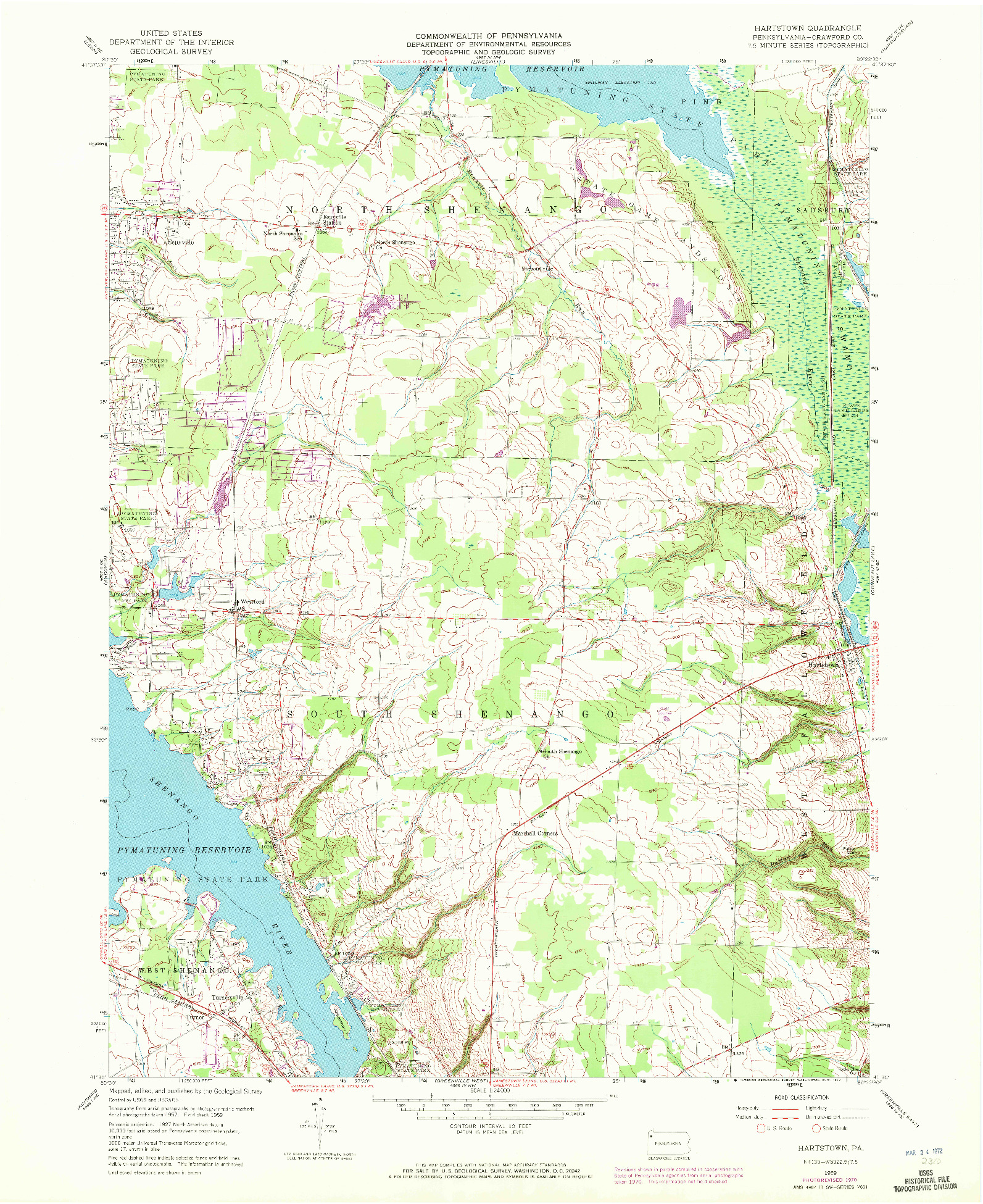 USGS 1:24000-SCALE QUADRANGLE FOR HARTSTOWN, PA 1959