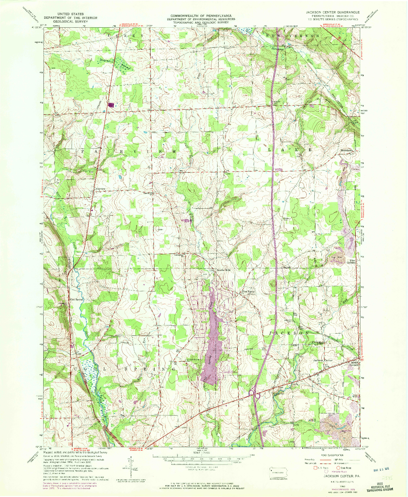 USGS 1:24000-SCALE QUADRANGLE FOR JACKSON CENTER, PA 1960