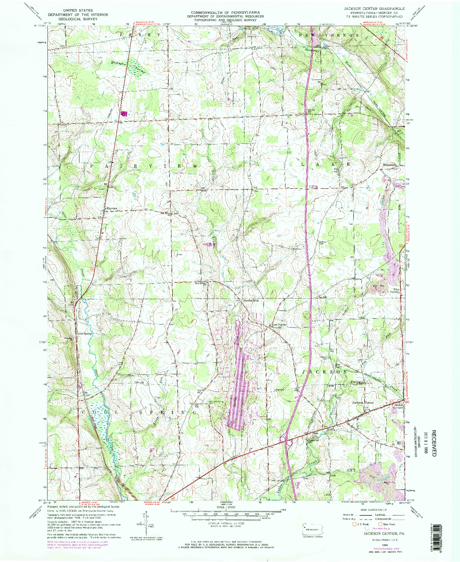 USGS 1:24000-SCALE QUADRANGLE FOR JACKSON CENTER, PA 1960