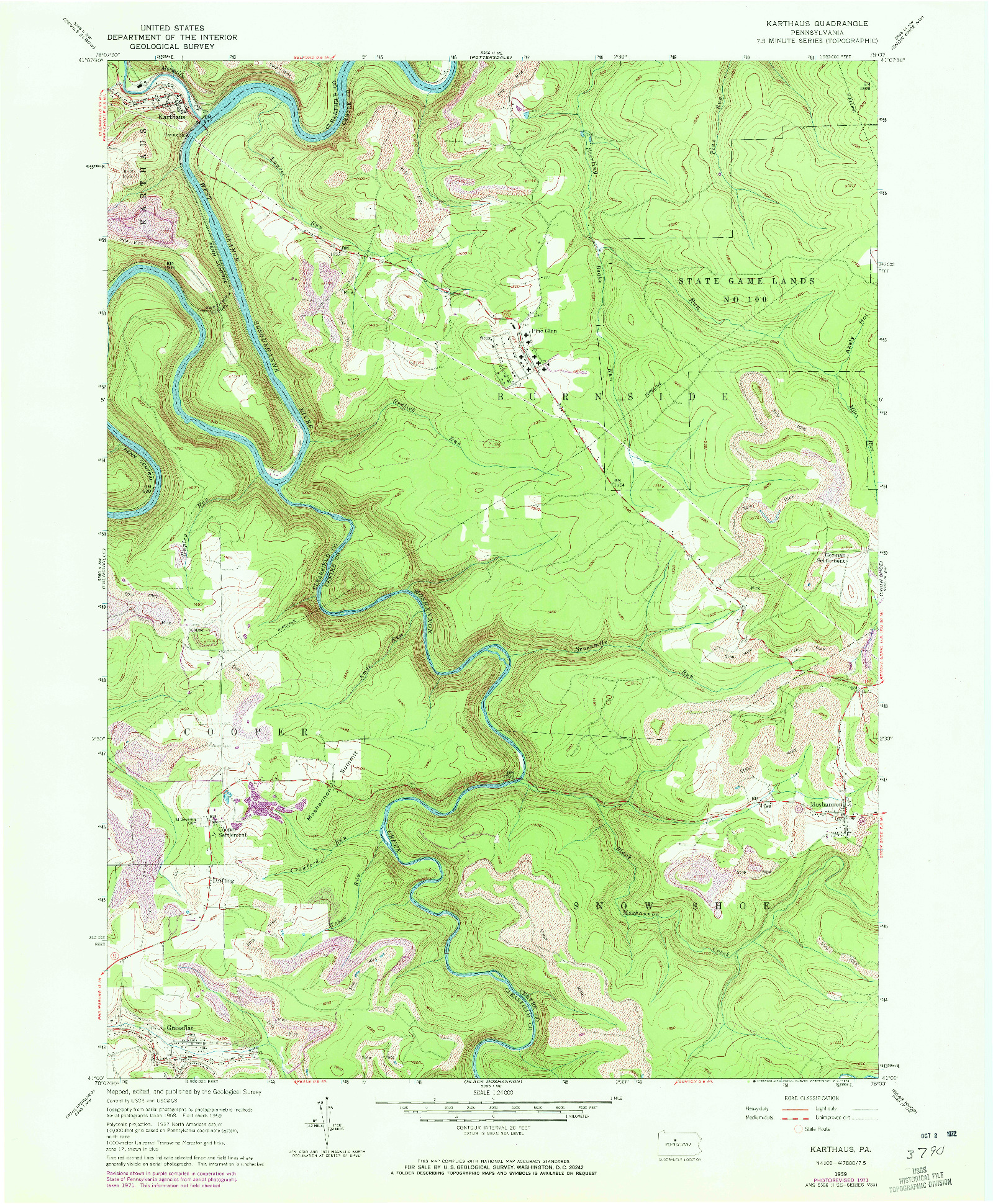USGS 1:24000-SCALE QUADRANGLE FOR KARTHAUS, PA 1959