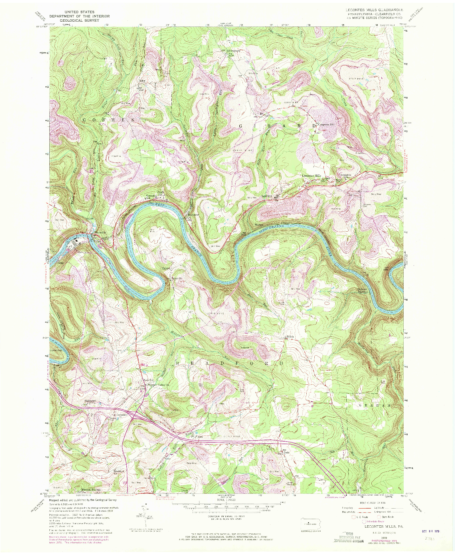 USGS 1:24000-SCALE QUADRANGLE FOR LECONTES MILLS, PA 1959