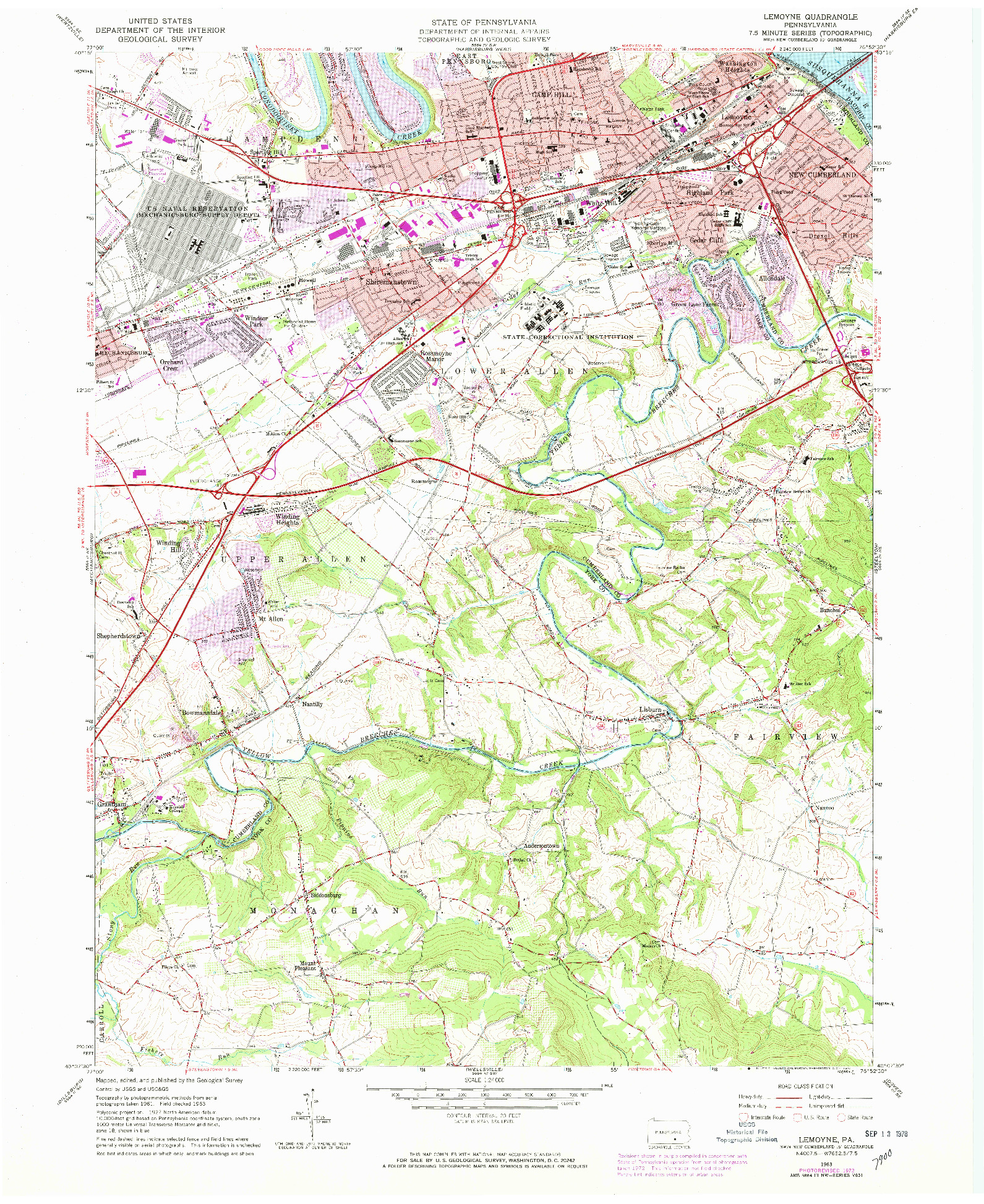 USGS 1:24000-SCALE QUADRANGLE FOR LEMOYNE, PA 1963