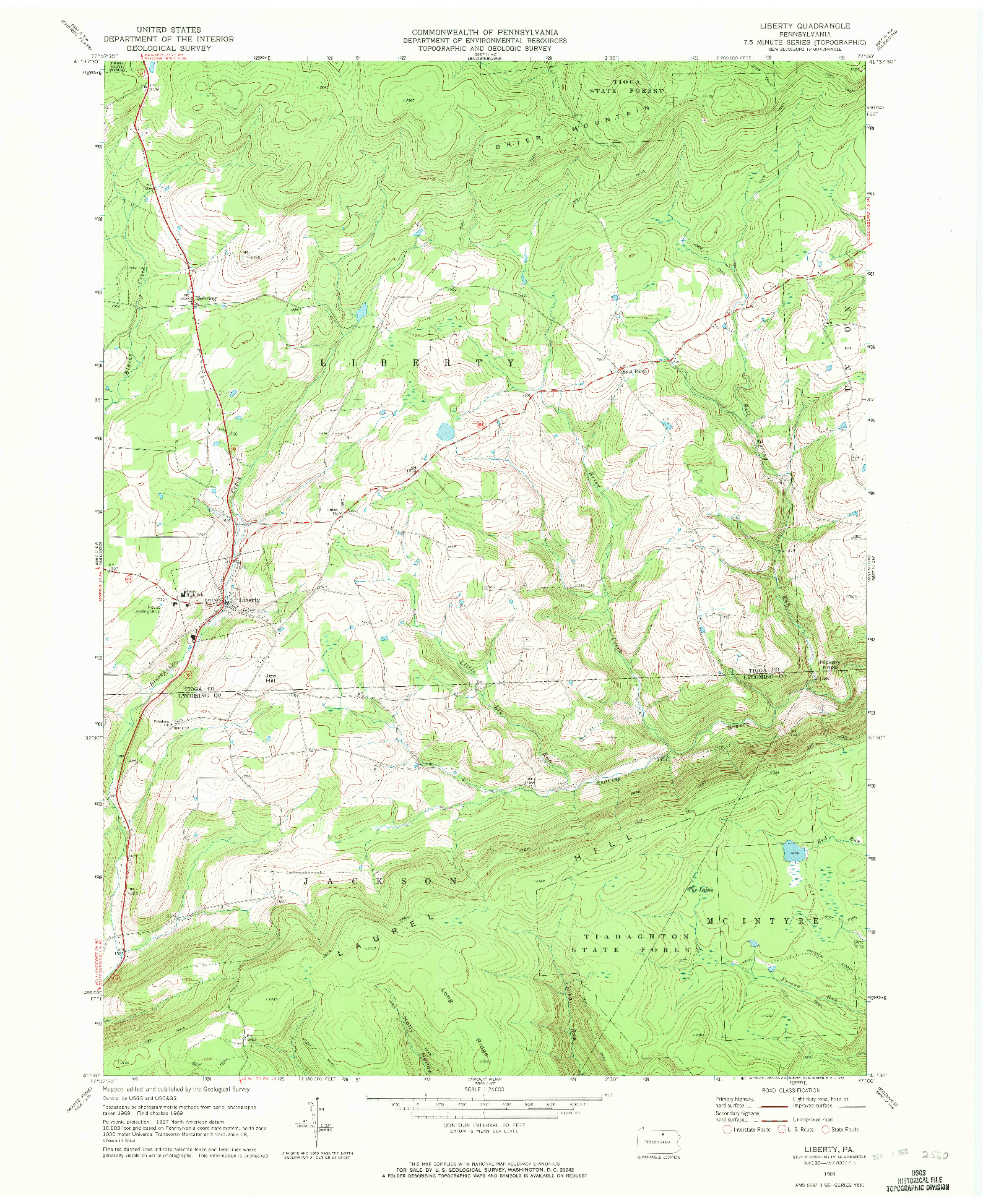 USGS 1:24000-SCALE QUADRANGLE FOR LIBERTY, PA 1969
