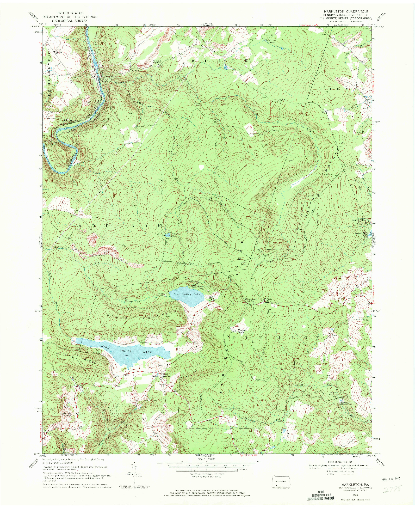USGS 1:24000-SCALE QUADRANGLE FOR MARKLETON, PA 1968