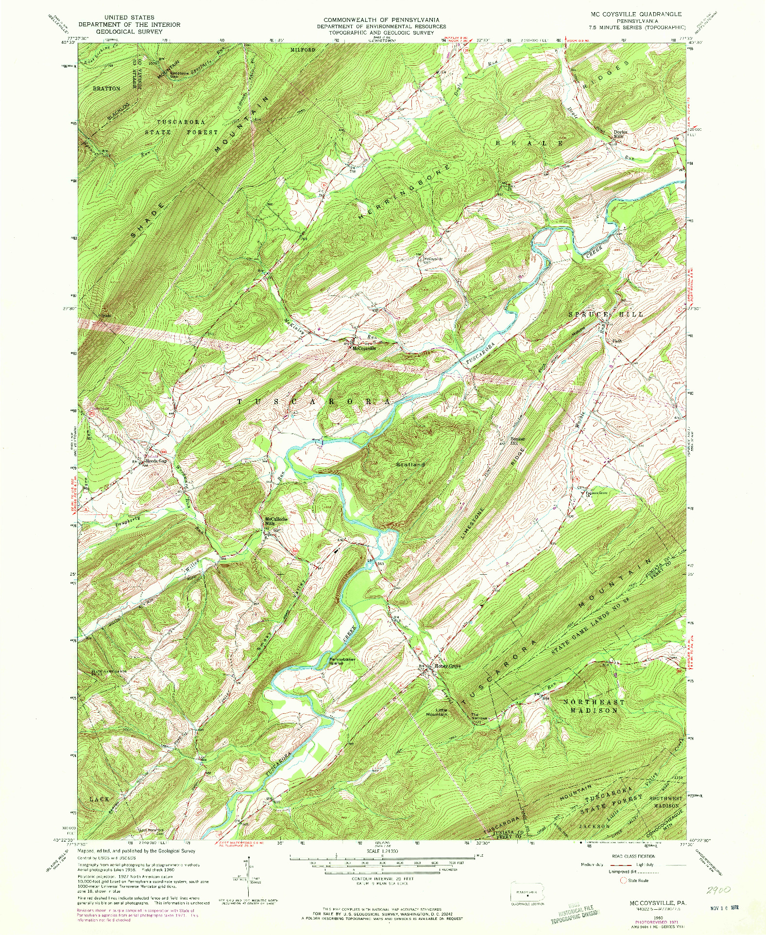 USGS 1:24000-SCALE QUADRANGLE FOR MC COYSVILLE, PA 1960