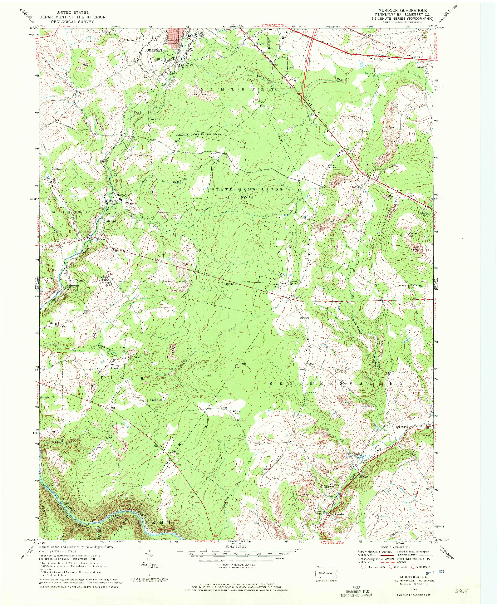 USGS 1:24000-SCALE QUADRANGLE FOR MURDOCK, PA 1968