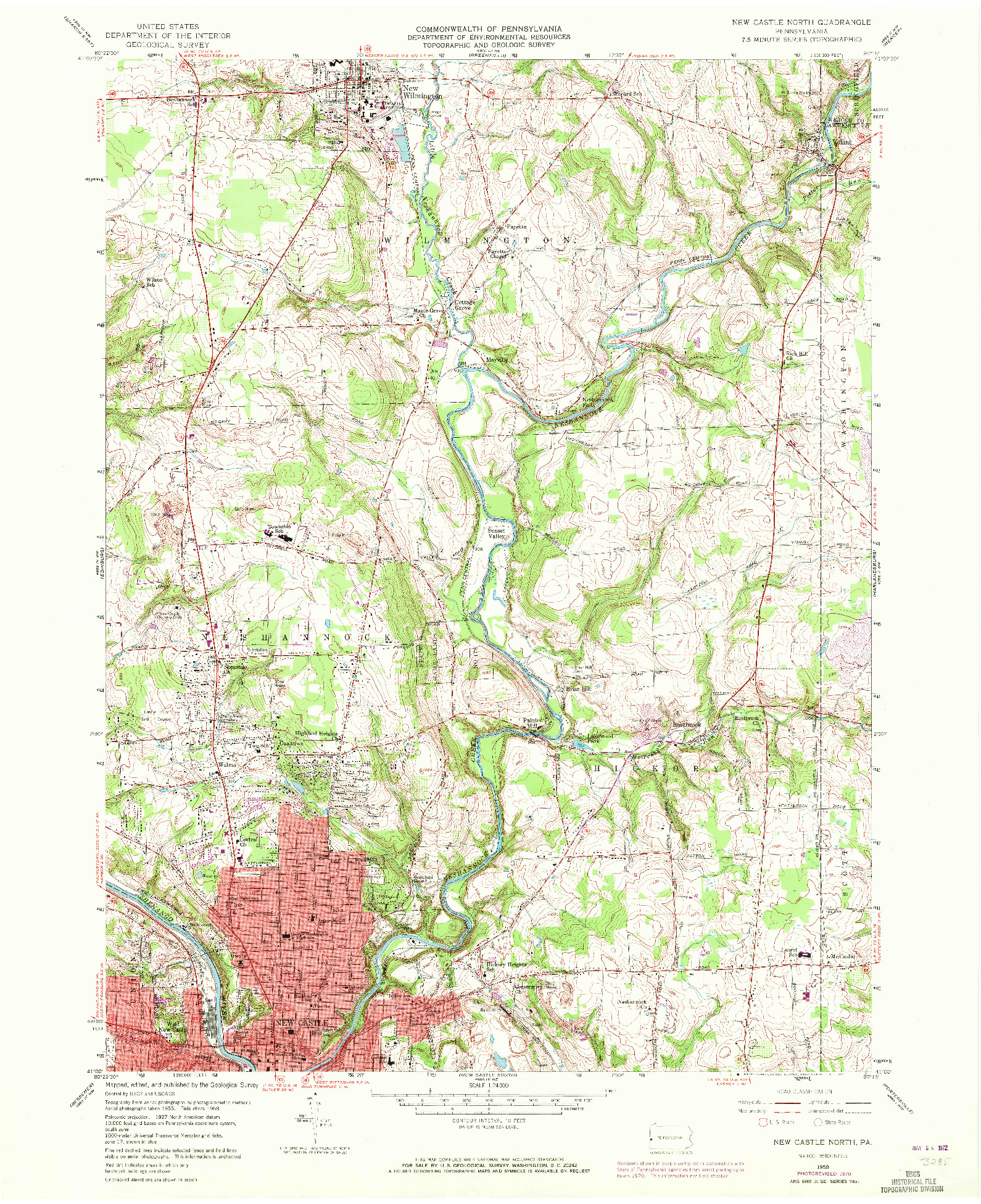 USGS 1:24000-SCALE QUADRANGLE FOR NEW CASTLE NORTH, PA 1958