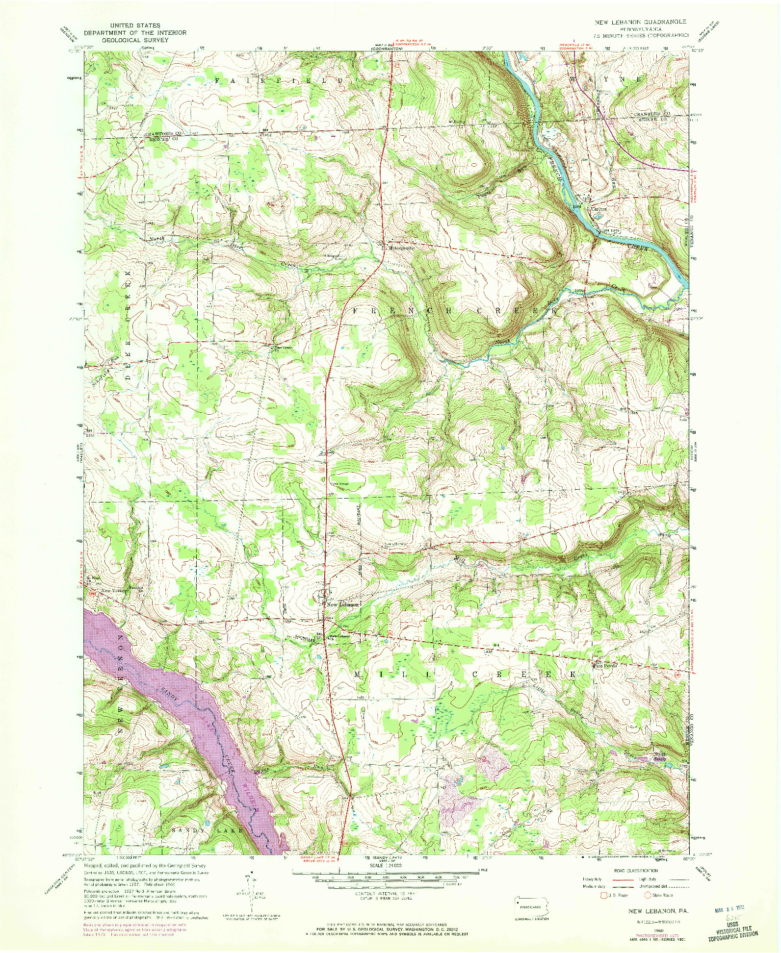 USGS 1:24000-SCALE QUADRANGLE FOR NEW LEBANON, PA 1960