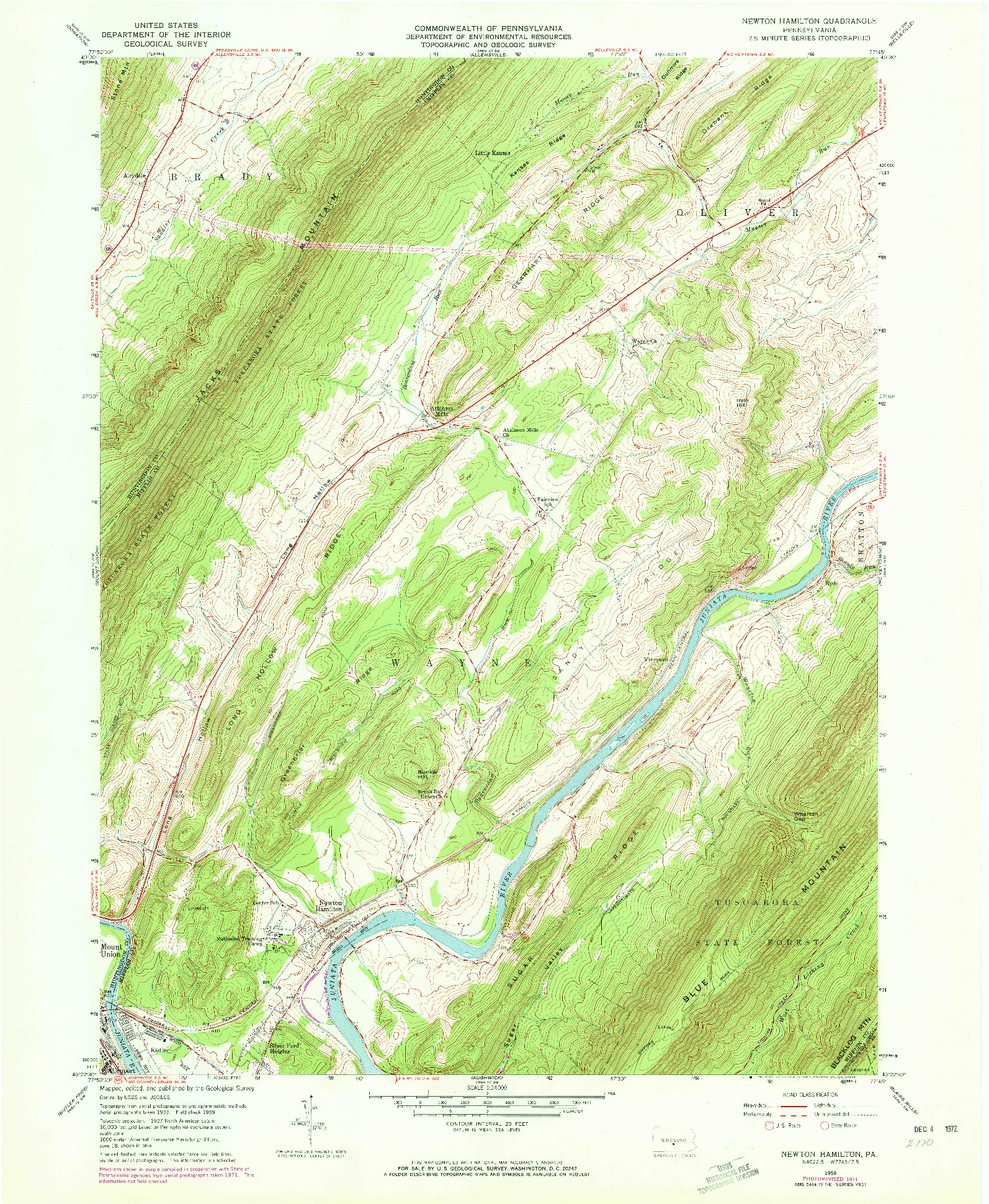 USGS 1:24000-SCALE QUADRANGLE FOR NEWTON HAMILTON, PA 1959