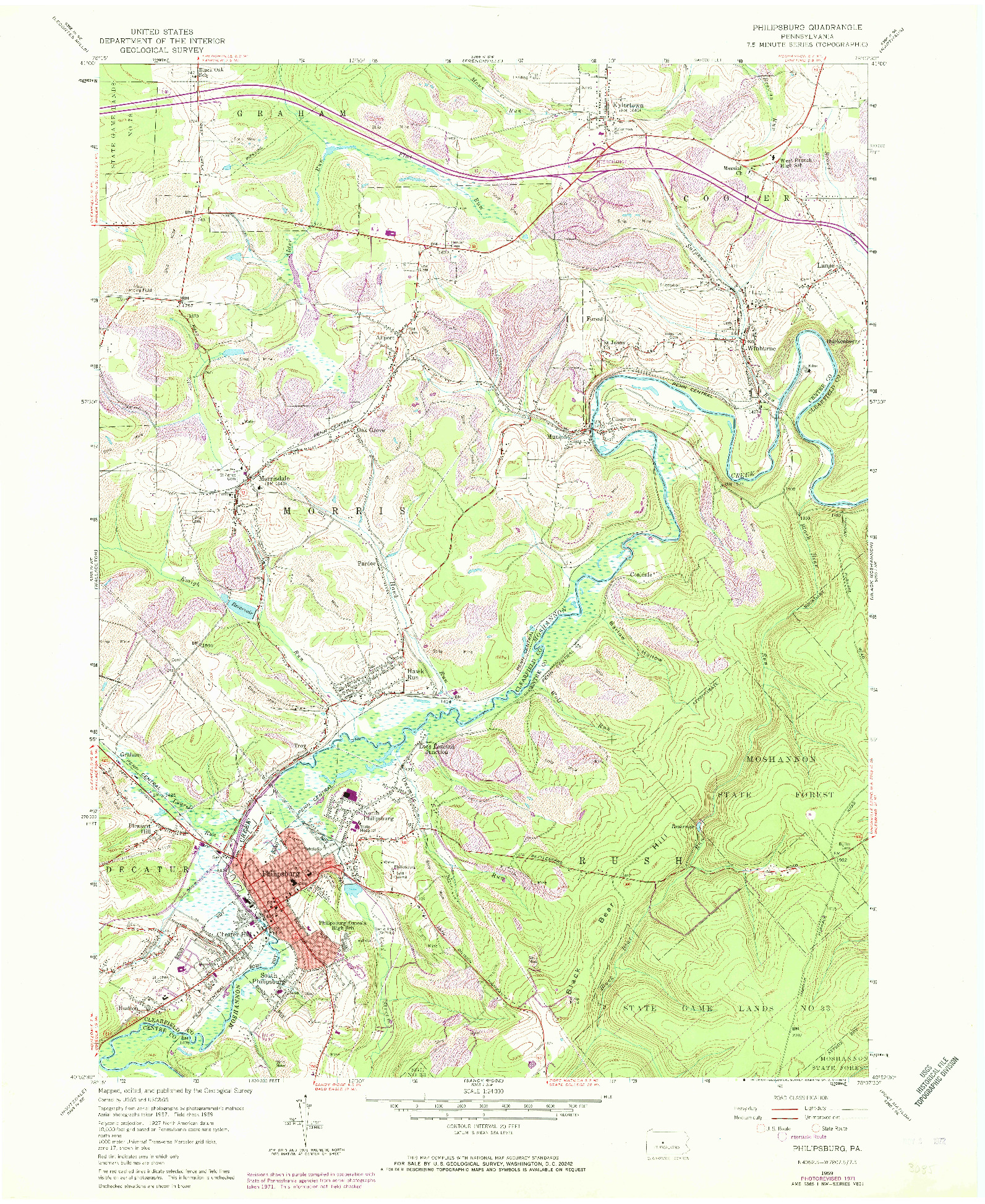 USGS 1:24000-SCALE QUADRANGLE FOR PHILIPSBURG, PA 1959