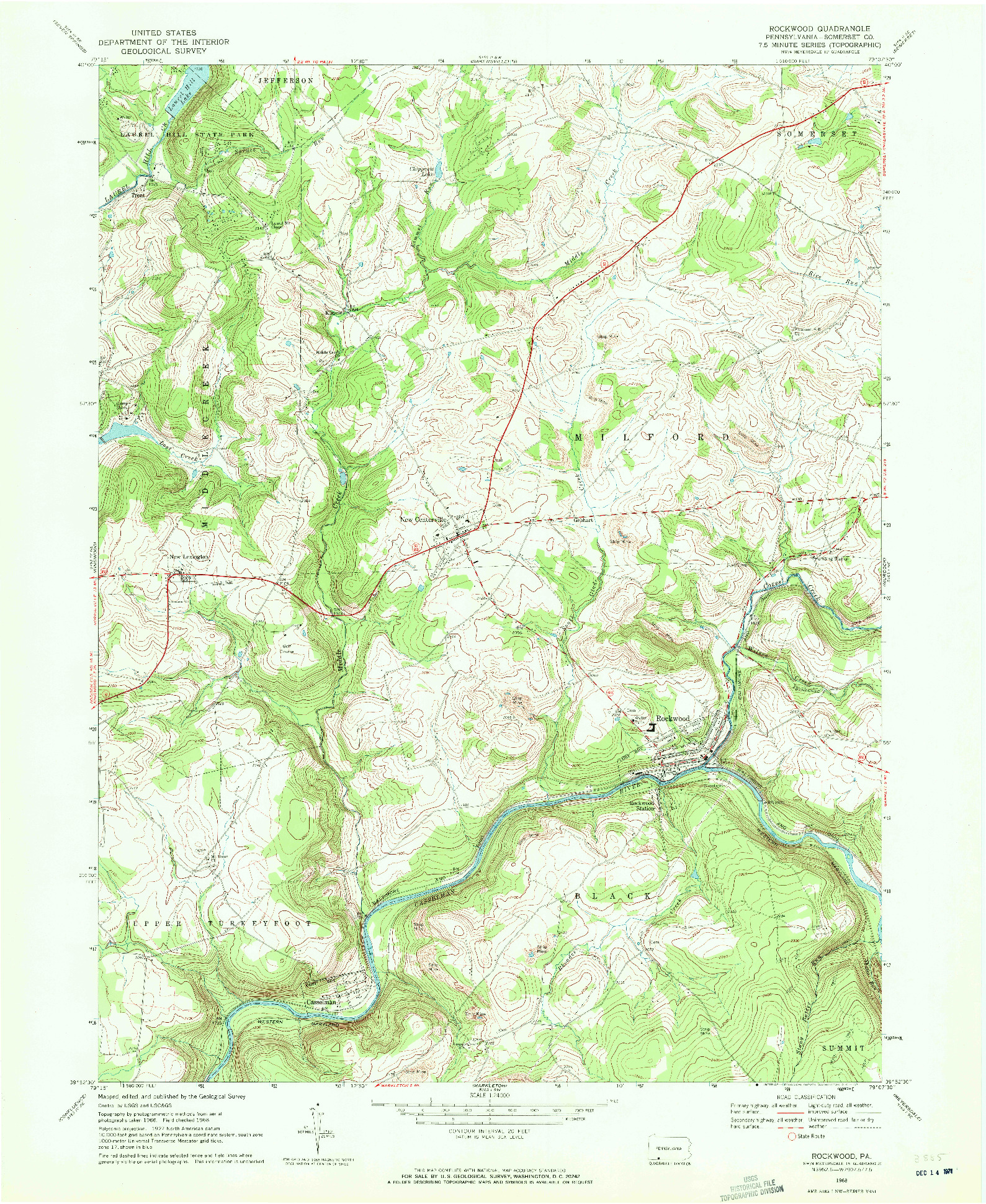 USGS 1:24000-SCALE QUADRANGLE FOR ROCKWOOD, PA 1968