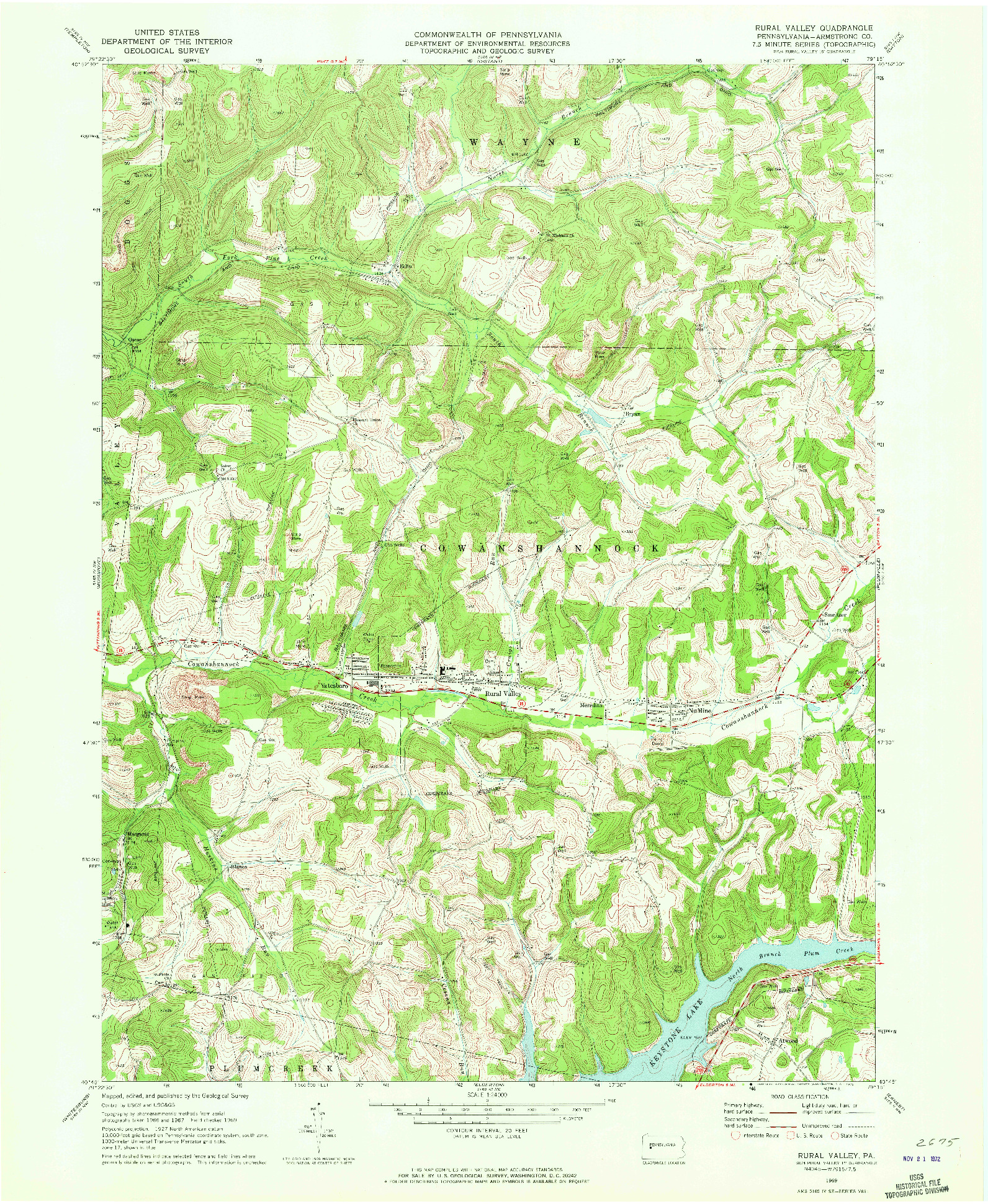 USGS 1:24000-SCALE QUADRANGLE FOR RURAL VALLEY, PA 1969