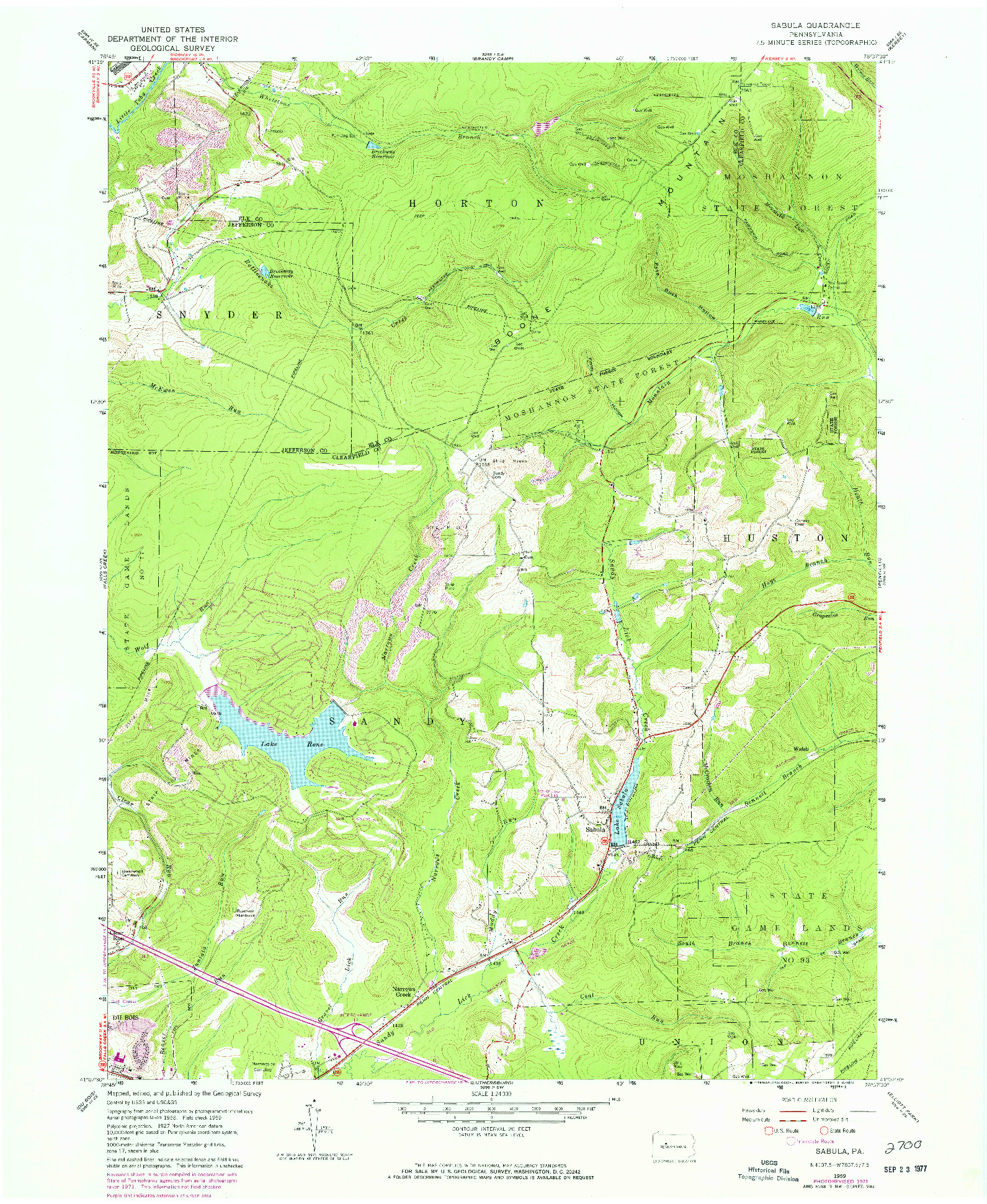 USGS 1:24000-SCALE QUADRANGLE FOR SABULA, PA 1959